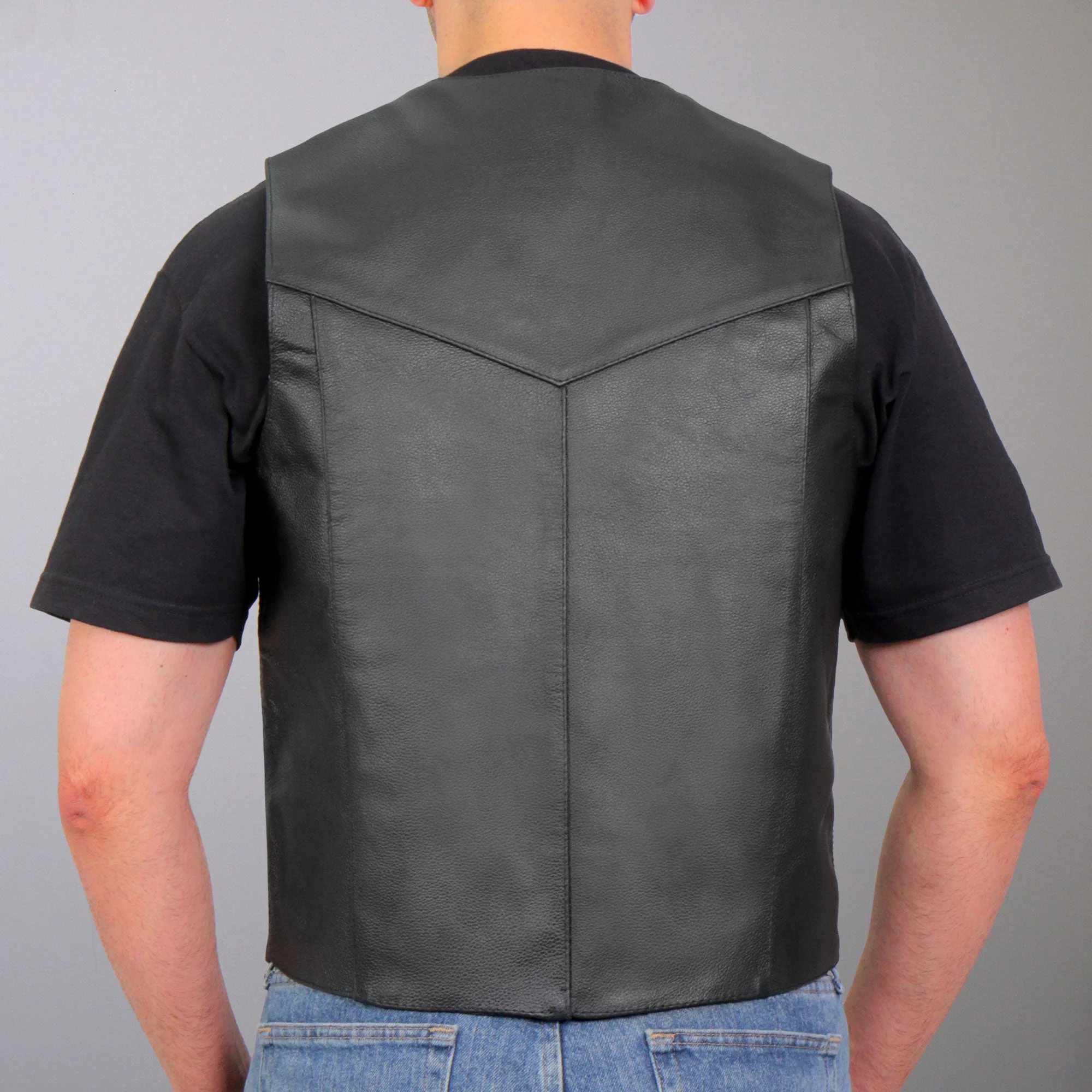 Hot Leathers VSM1014 Men's Motorcycle Black Heavyweight Leather Biker Vest with Inside Pocket - Image 15