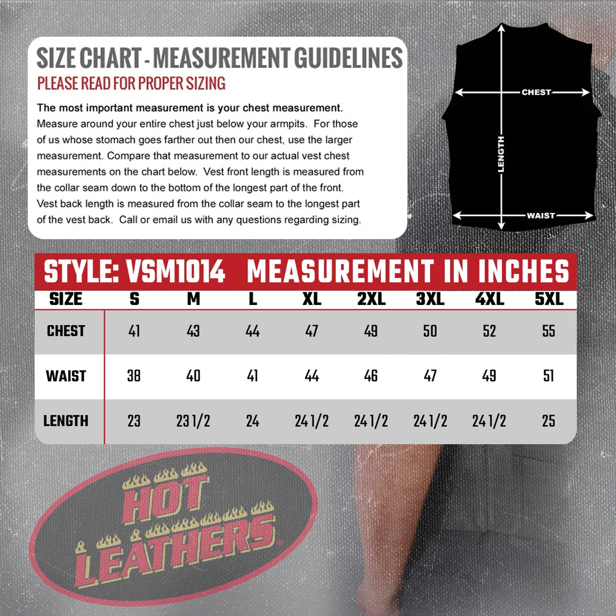 Hot Leathers VSM1014 Men's Motorcycle Black Heavyweight Leather Biker Vest with Inside Pocket - Image 3