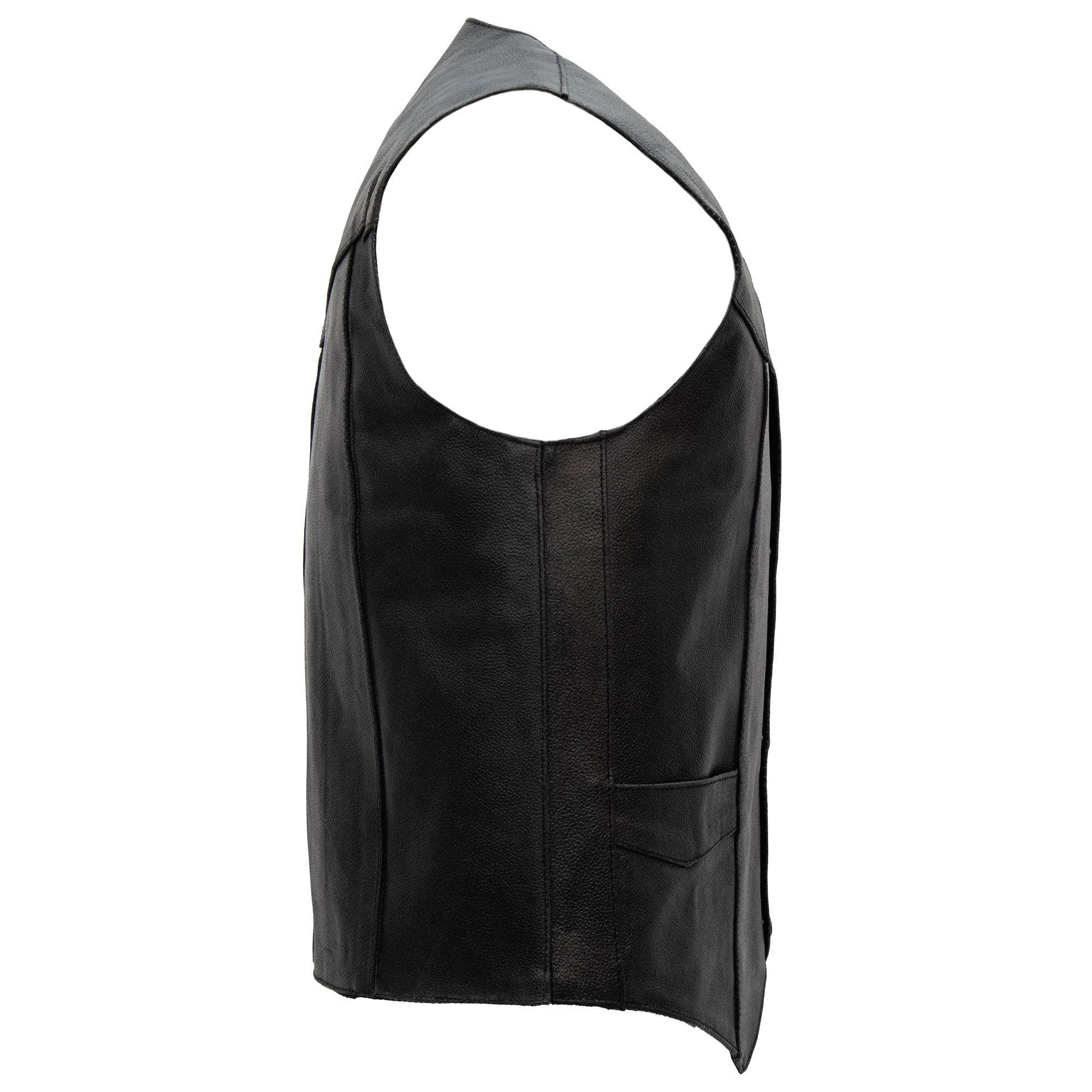 Hot Leathers VSM1014 Men's Motorcycle Black Heavyweight Leather Biker Vest with Inside Pocket - Image 4