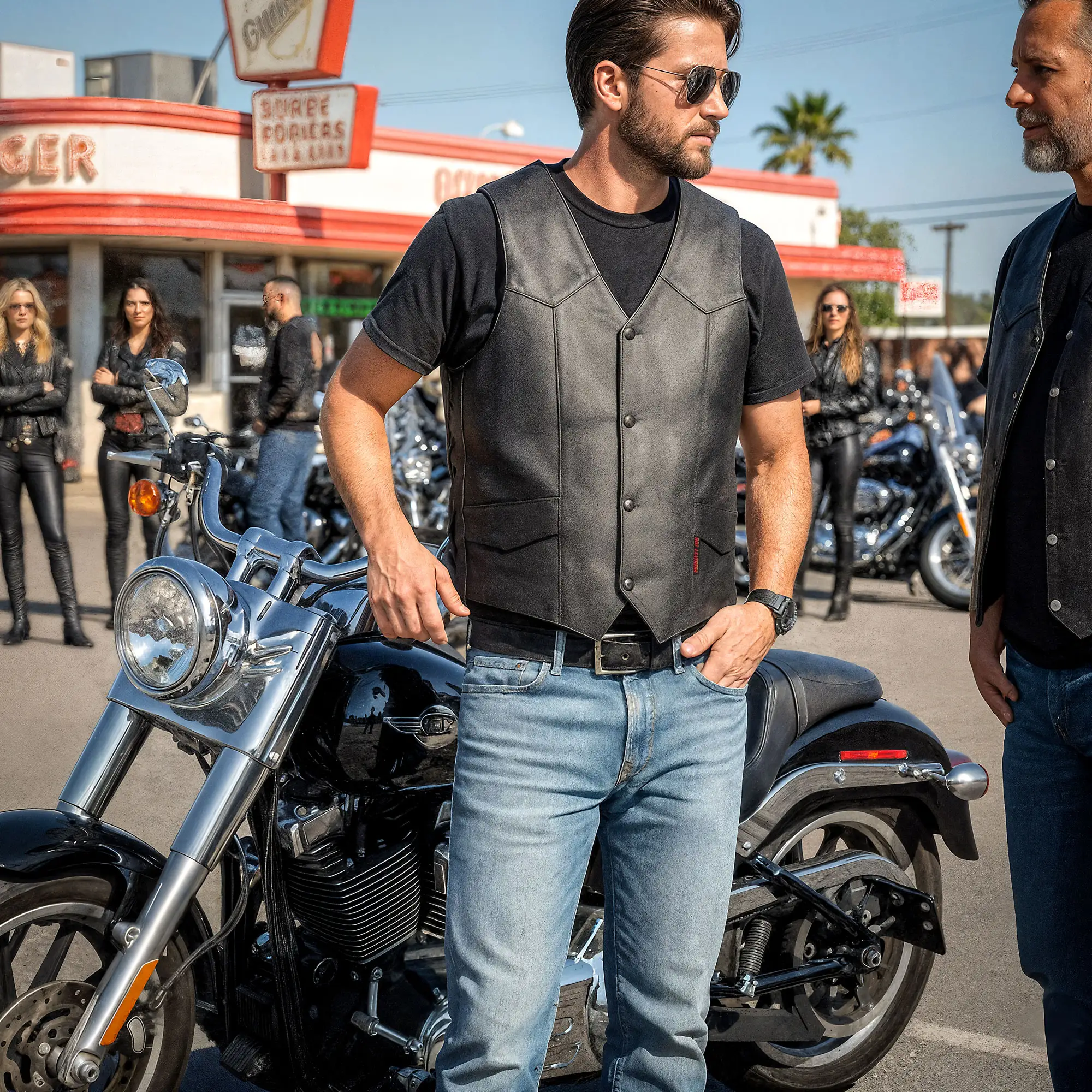 Hot Leathers VSM1015 Men's Black Heavyweight Motorcycle style Leather Biker Vest with Side Laces - Image 10