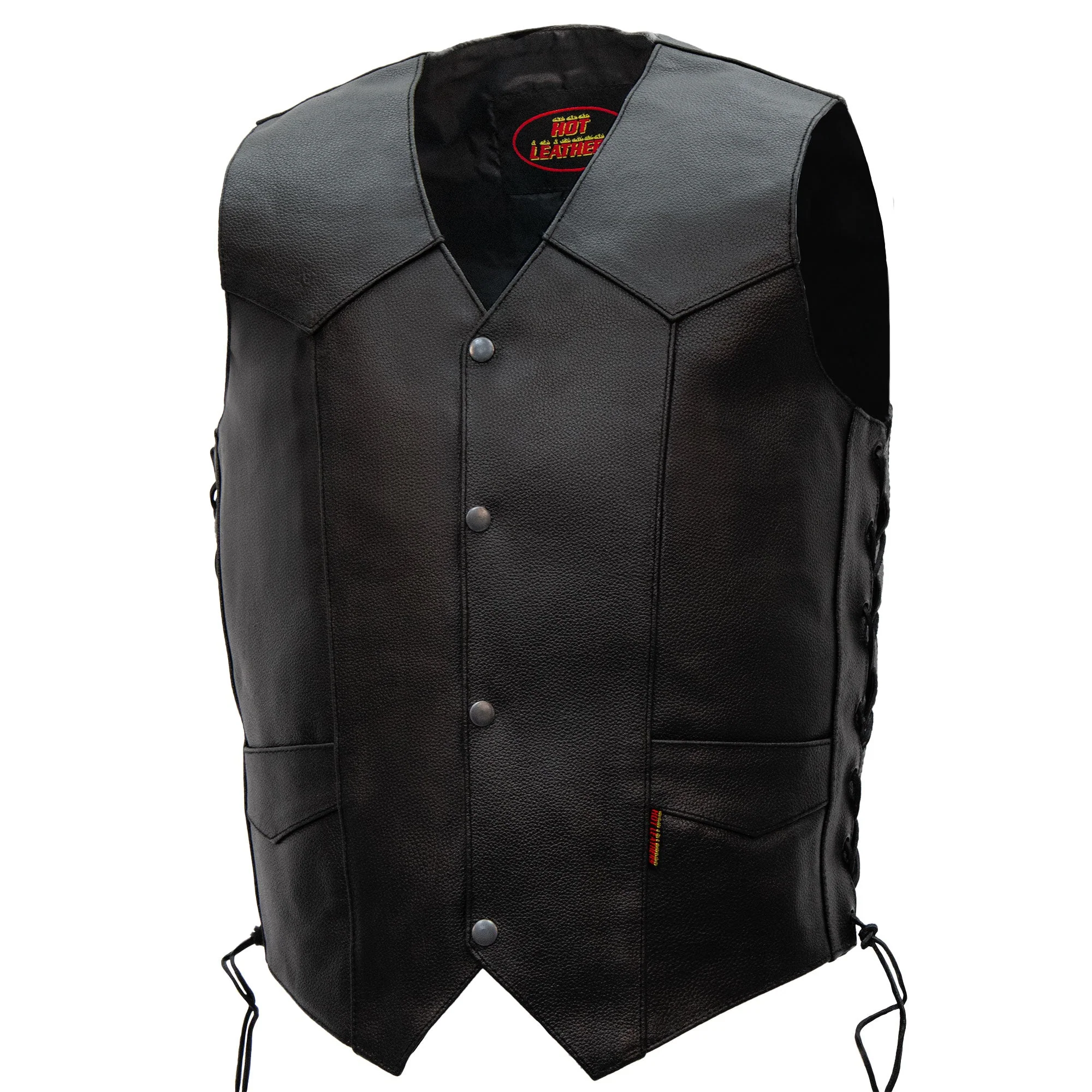 Hot Leathers VSM1015 Men's Black Heavyweight Motorcycle style Leather Biker Vest with Side Laces - Image 11