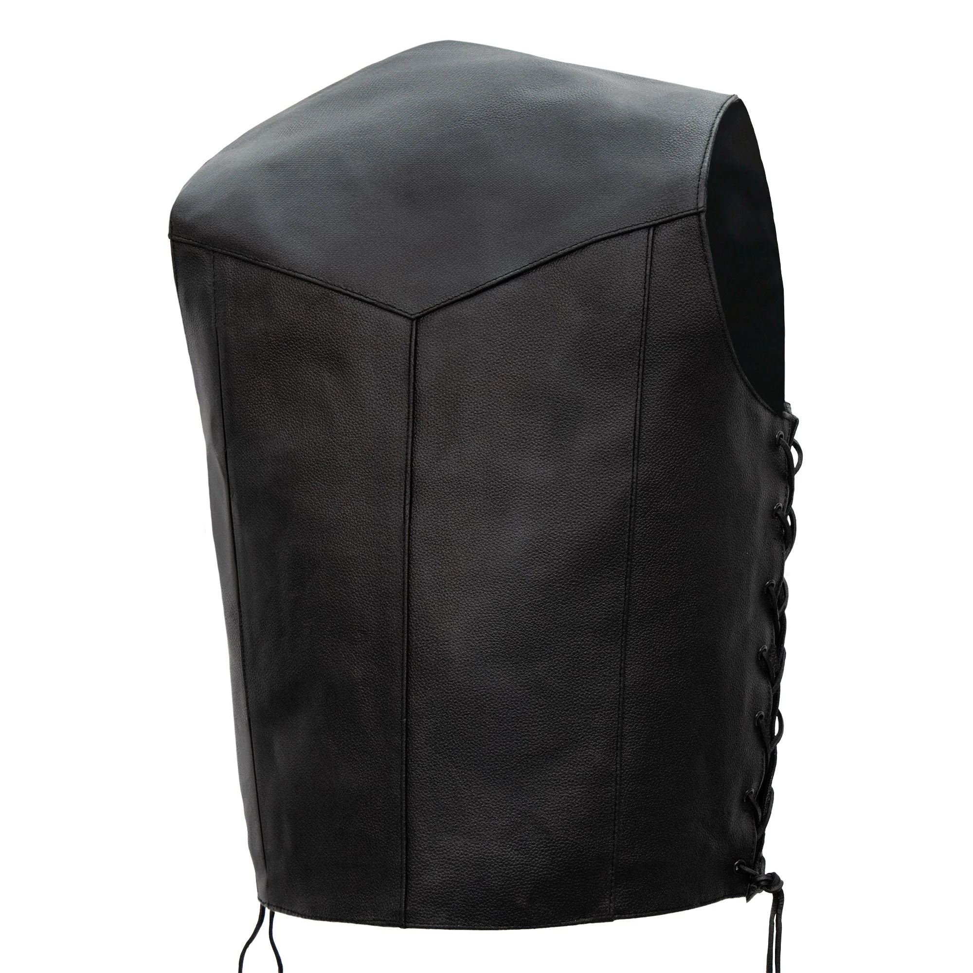 Hot Leathers VSM1015 Men's Black Heavyweight Motorcycle style Leather Biker Vest with Side Laces - Image 5