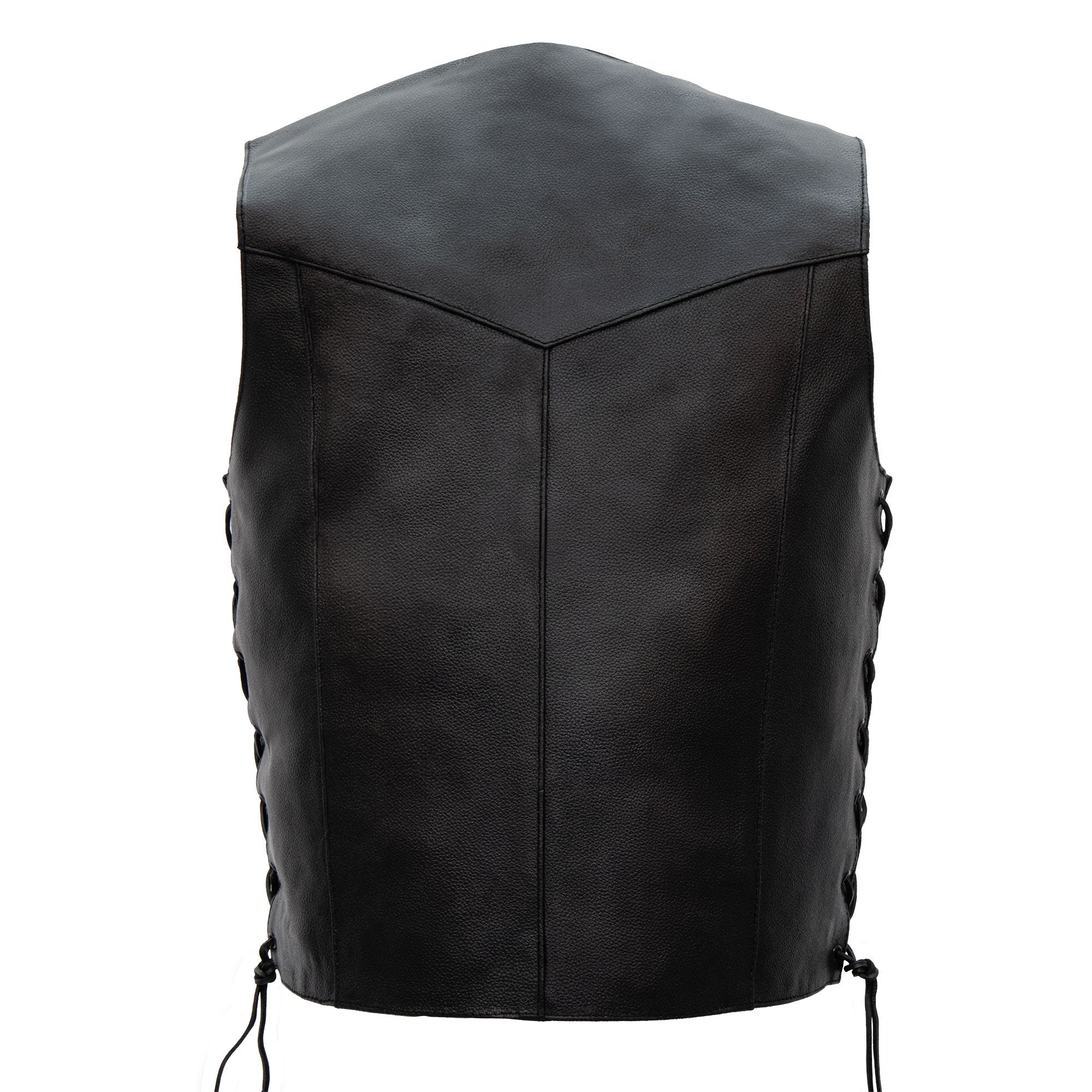 Hot Leathers VSM1015 Men's Black Heavyweight Motorcycle style Leather Biker Vest with Side Laces - Image 6
