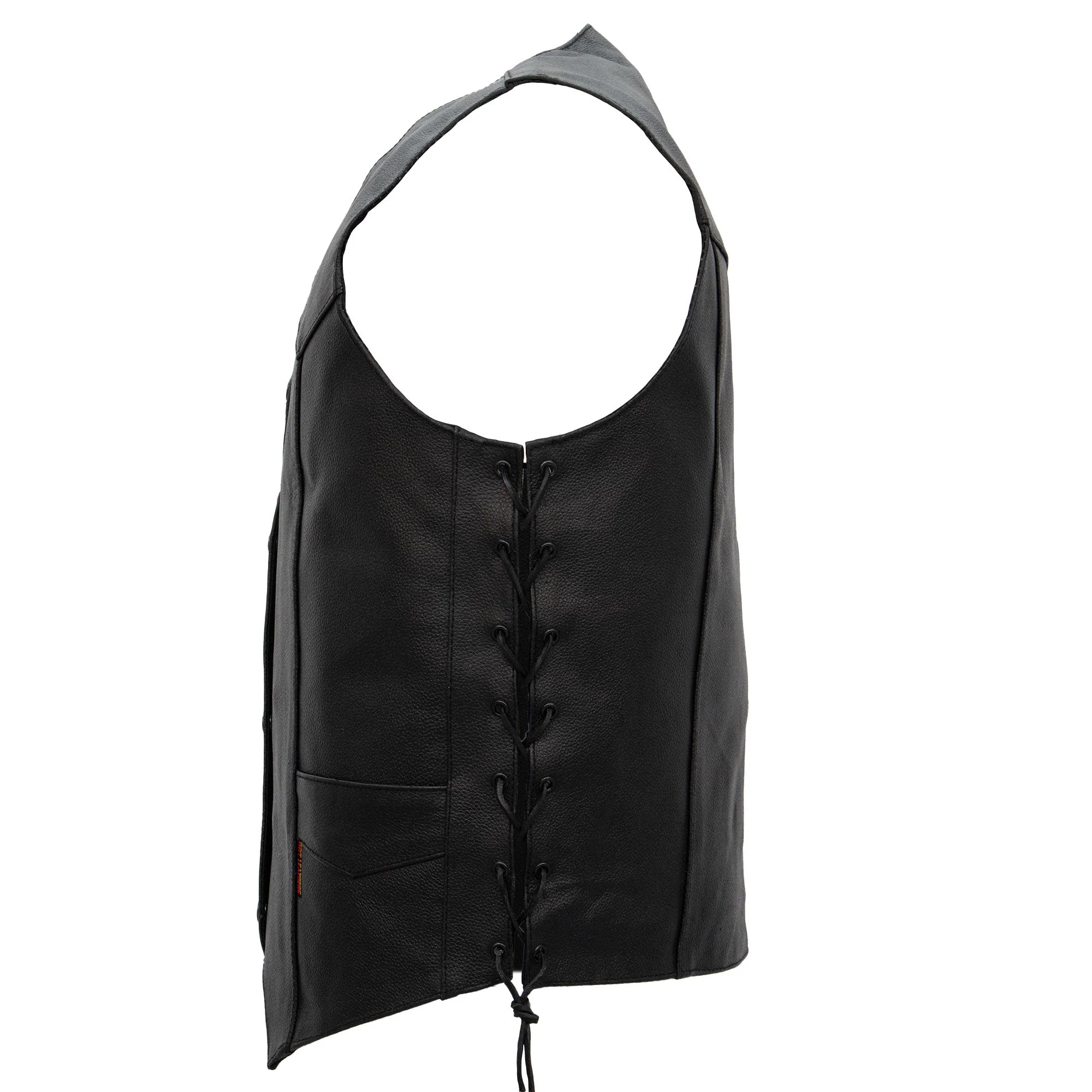 Hot Leathers VSM1015 Men's Black Heavyweight Motorcycle style Leather Biker Vest with Side Laces - Image 9
