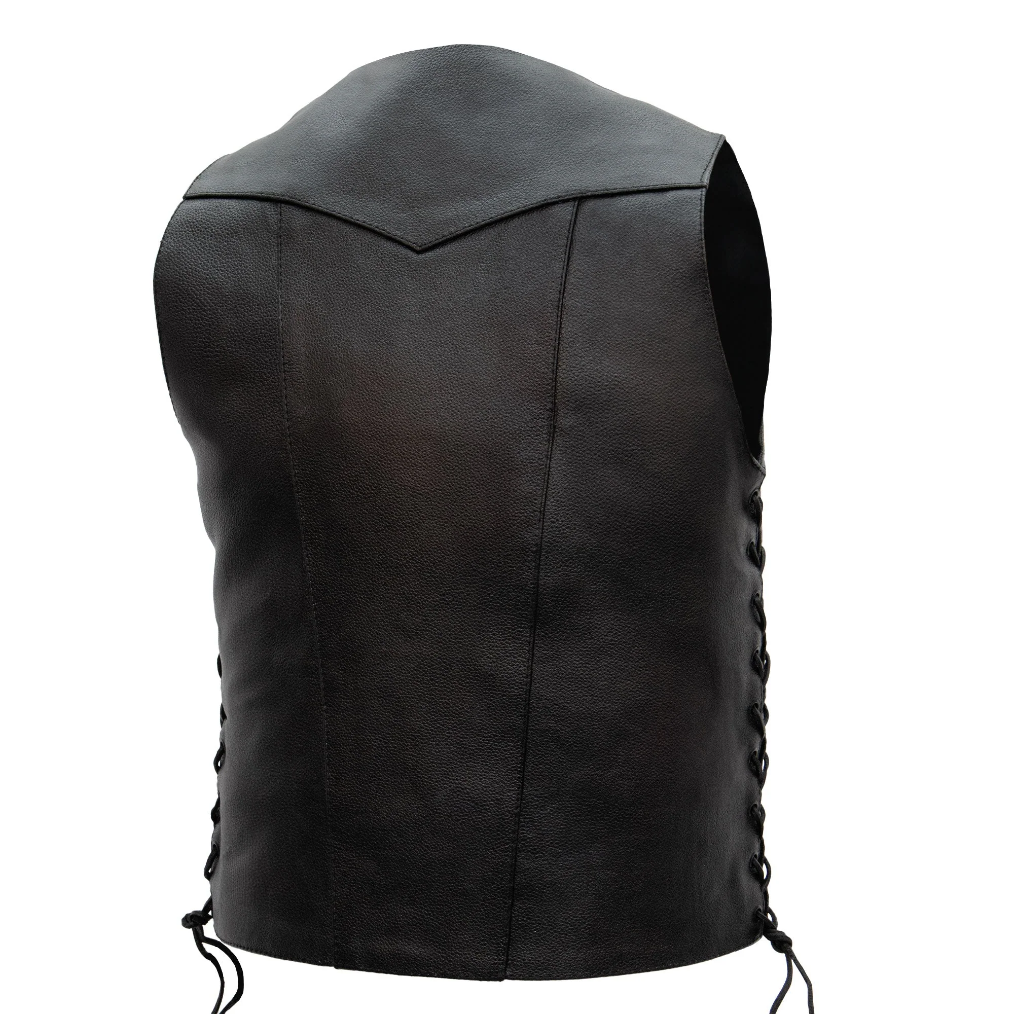 Hot Leathers VSM1017 Men's Motorcycle Black '10 Pocket' Leather Biker Vest with Side Laces - Image 5