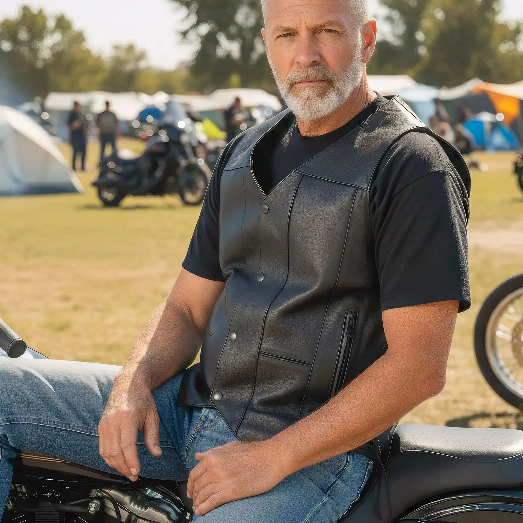 Hot Leathers VSM1017 Men's Motorcycle Black '10 Pocket' Leather Biker Vest with Side Laces - Image 6