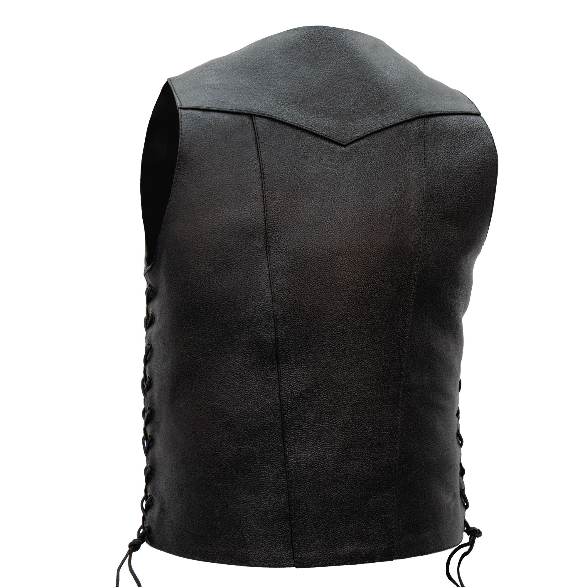 Hot Leathers VSM1017 Men's Motorcycle Black '10 Pocket' Leather Biker Vest with Side Laces - Image 8