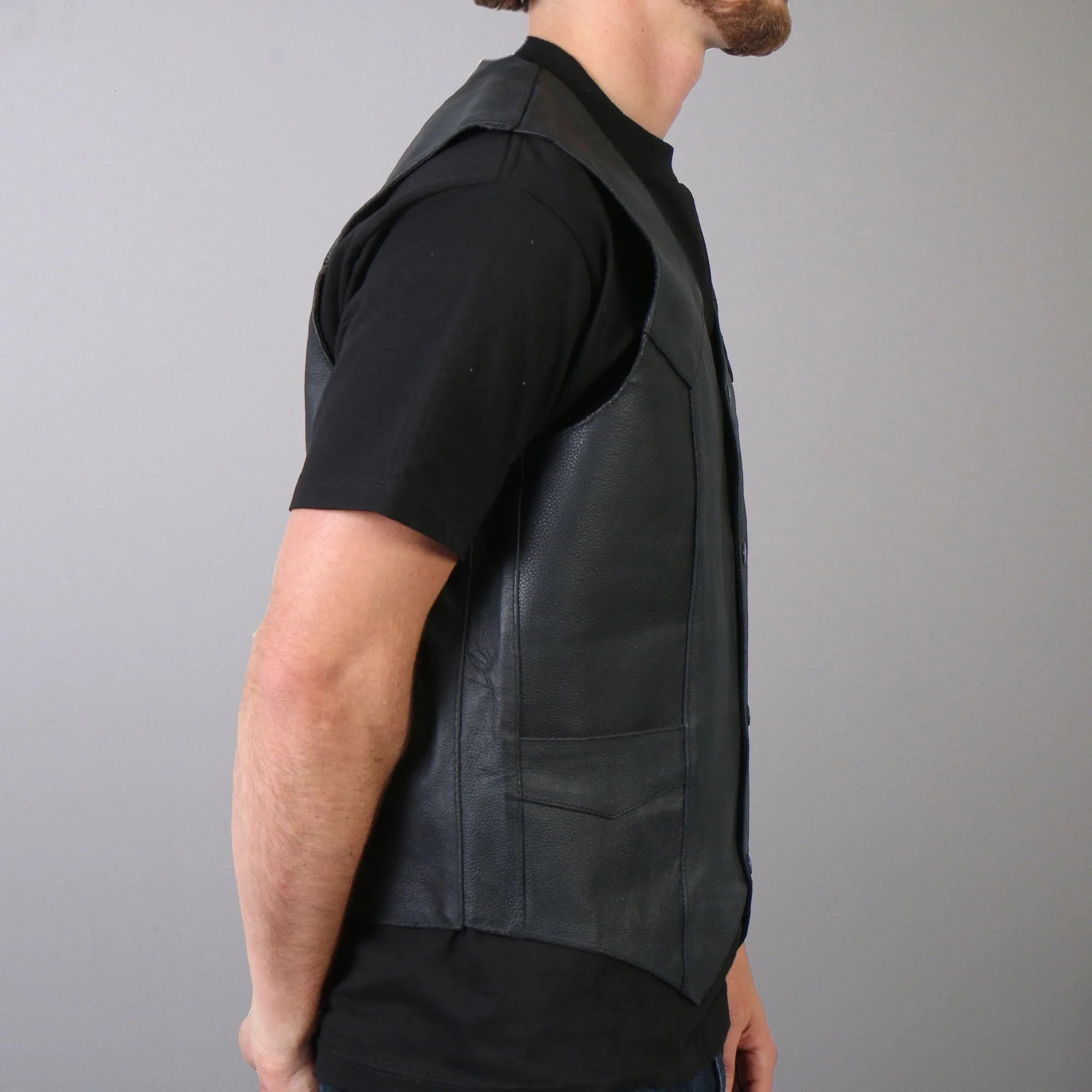 Hot Leathers VSM1032 Men's Motorcycle style Black 'Classic' Leather Biker Vest - Image 2