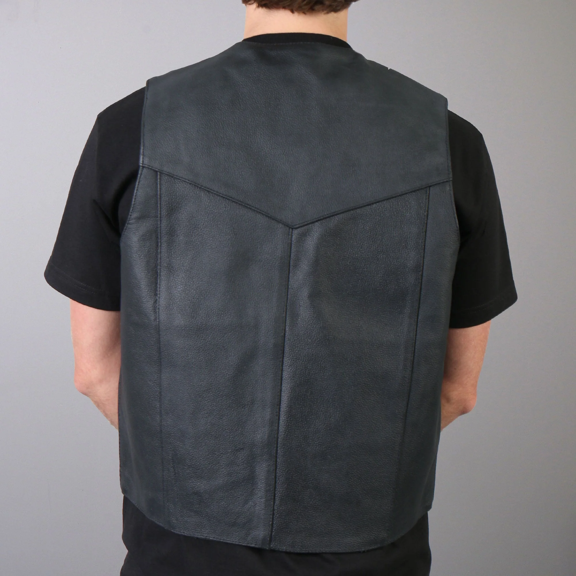 Hot Leathers VSM1032 Men's Motorcycle style Black 'Classic' Leather Biker Vest - Image 3