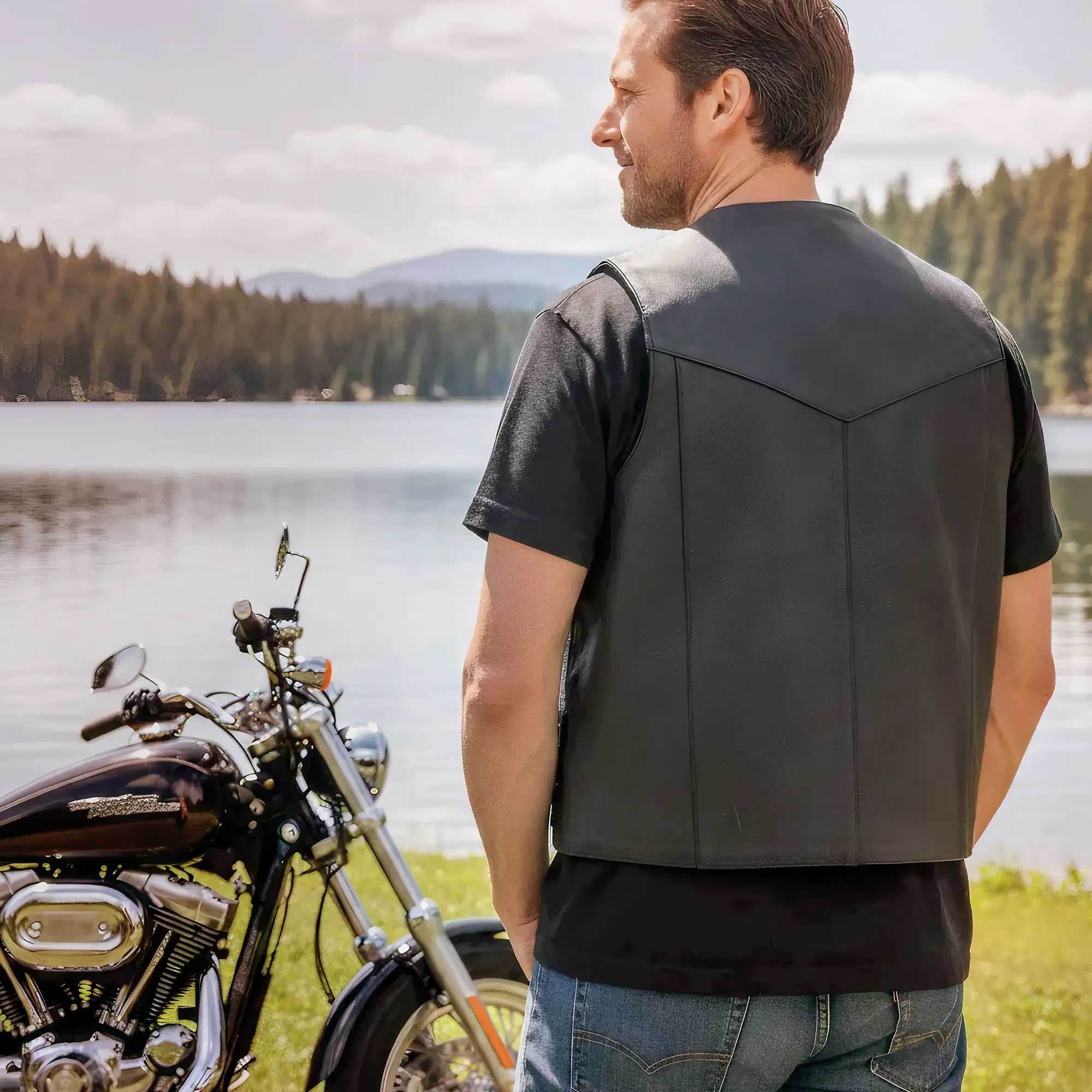 Hot Leathers VSM1032 Men's Motorcycle style Black 'Classic' Leather Biker Vest - Image 6