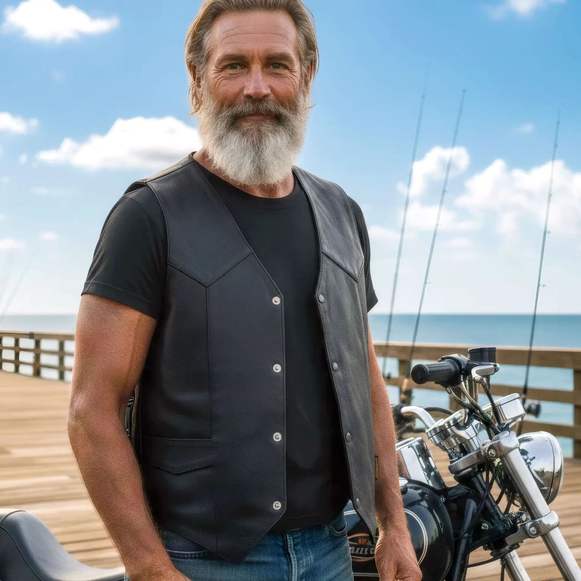 Hot Leathers VSM1032 Men's Motorcycle style Black 'Classic' Leather Biker Vest - Image 7