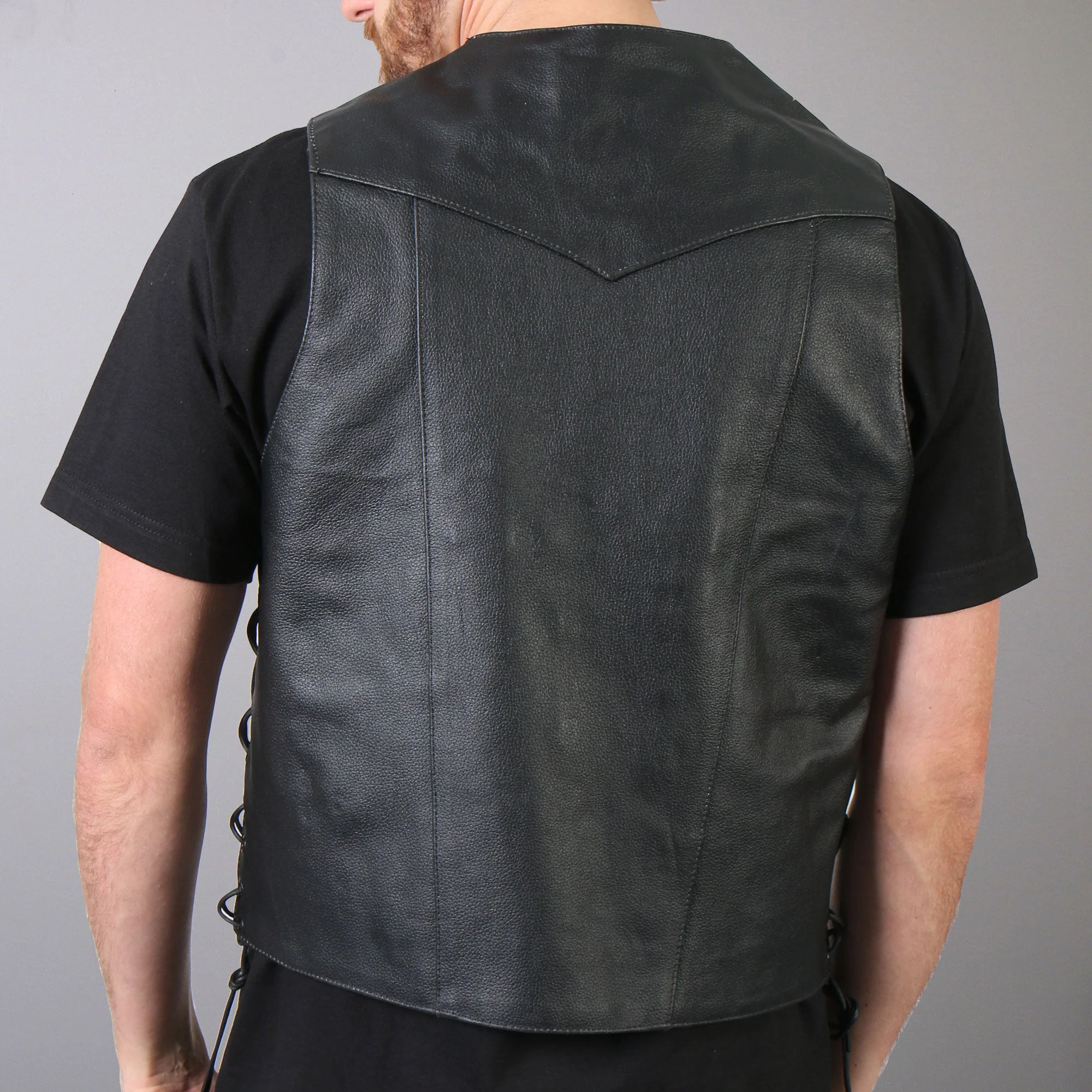 Hot Leathers VSM1034 Men's Motorcycle style Black '10 Pocket' Cowhide Leather Biker Vest - Image 3