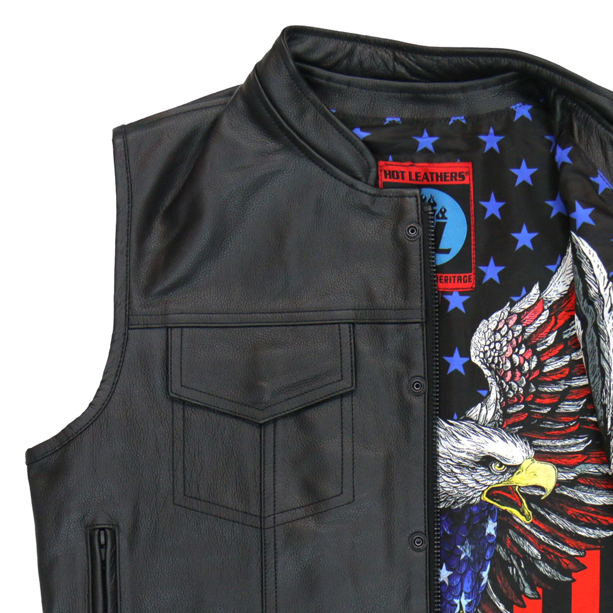 Hot Leathers VSM1052 Men's Black 'Patriotic' Motorcycle Club style Conceal and Carry Leather Biker Vest - Image 12