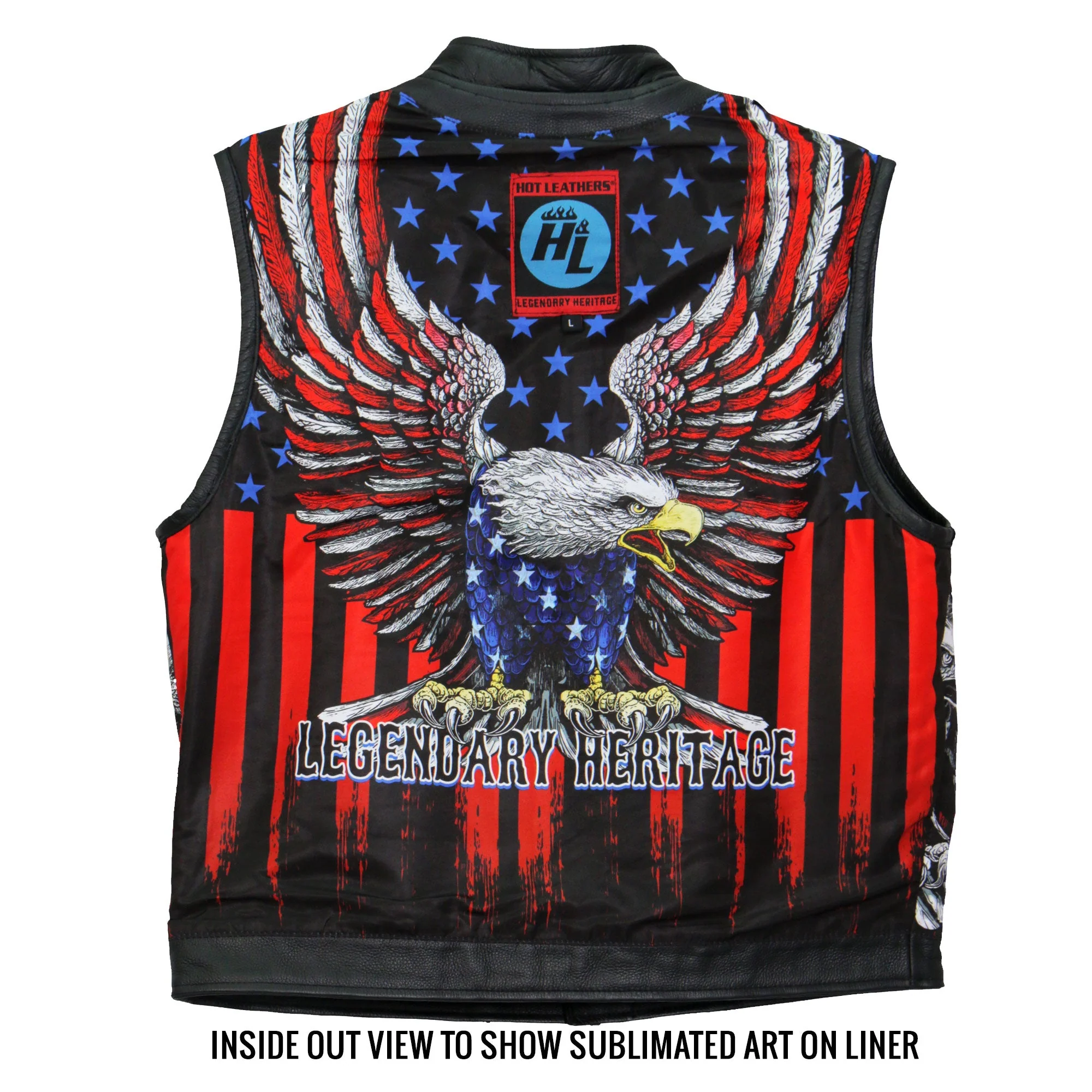 Hot Leathers VSM1052 Men's Black 'Patriotic' Motorcycle Club style Conceal and Carry Leather Biker Vest - Image 24