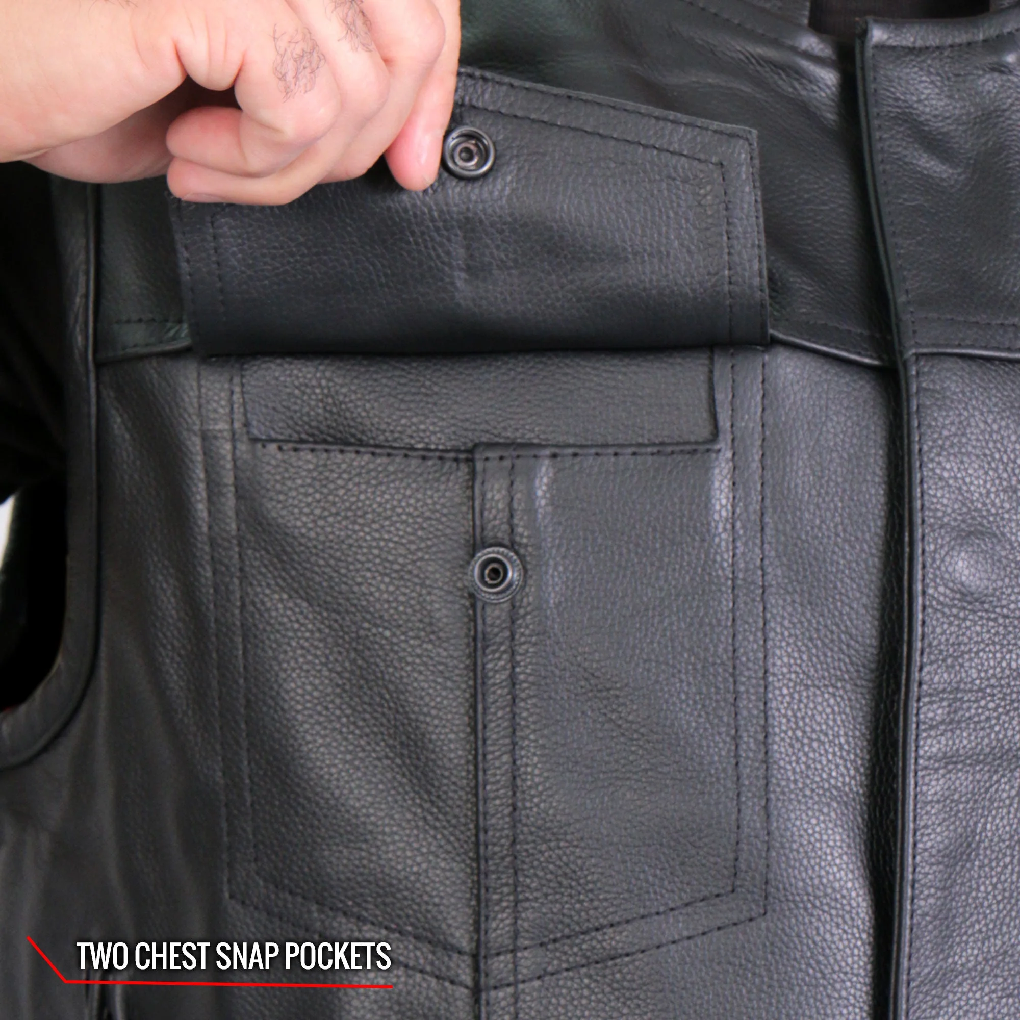 Hot Leathers VSM1052 Men's Black 'Patriotic' Motorcycle Club style Conceal and Carry Leather Biker Vest - Image 25