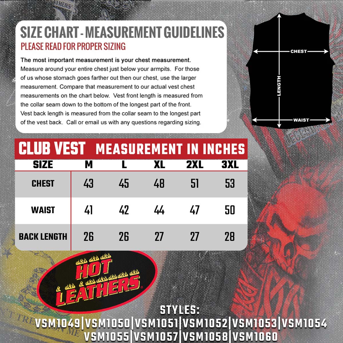 Hot Leathers VSM1052 Men's Black 'Patriotic' Motorcycle Club style Conceal and Carry Leather Biker Vest - Image 3