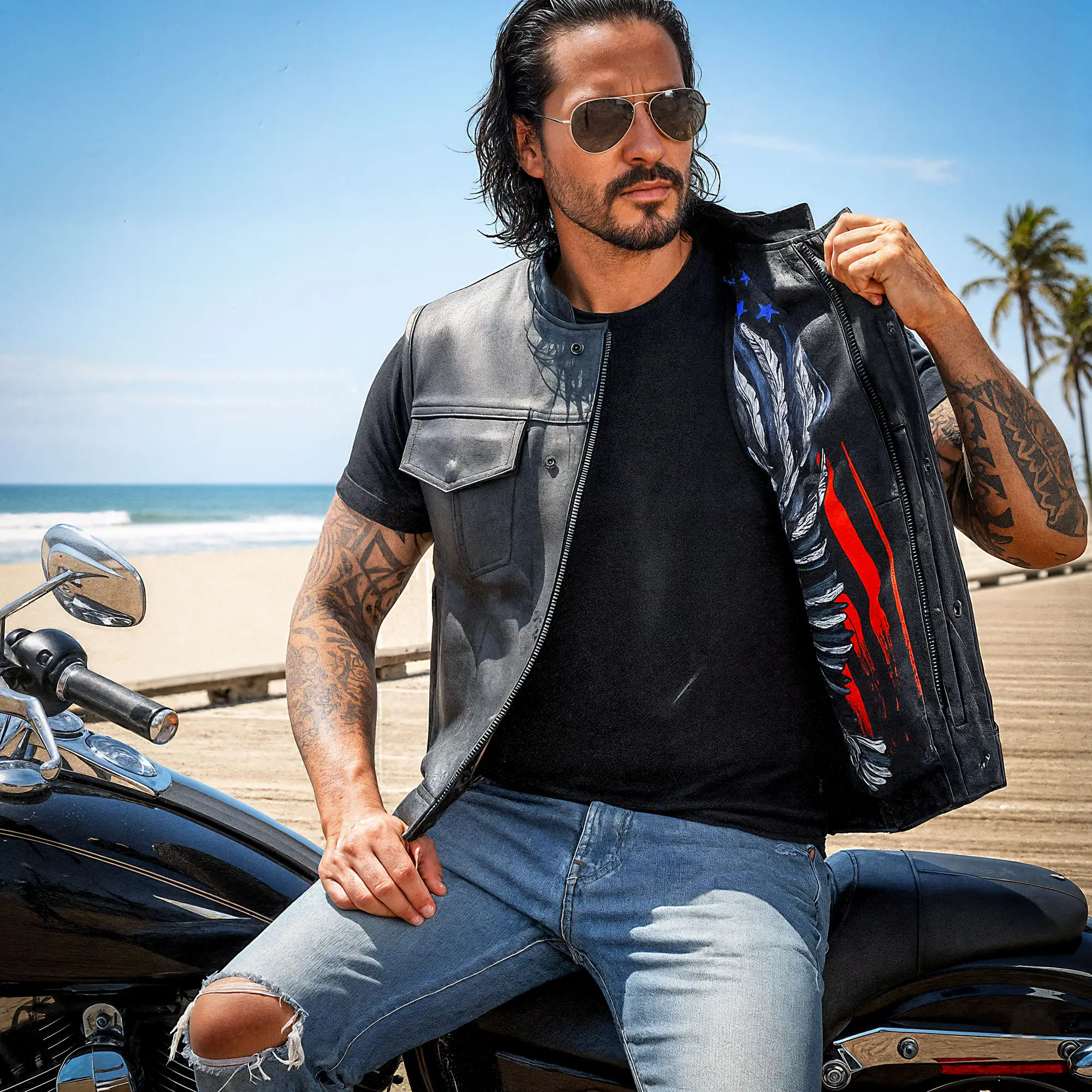 Hot Leathers VSM1052 Men's Black 'Patriotic' Motorcycle Club style Conceal and Carry Leather Biker Vest - Image 6