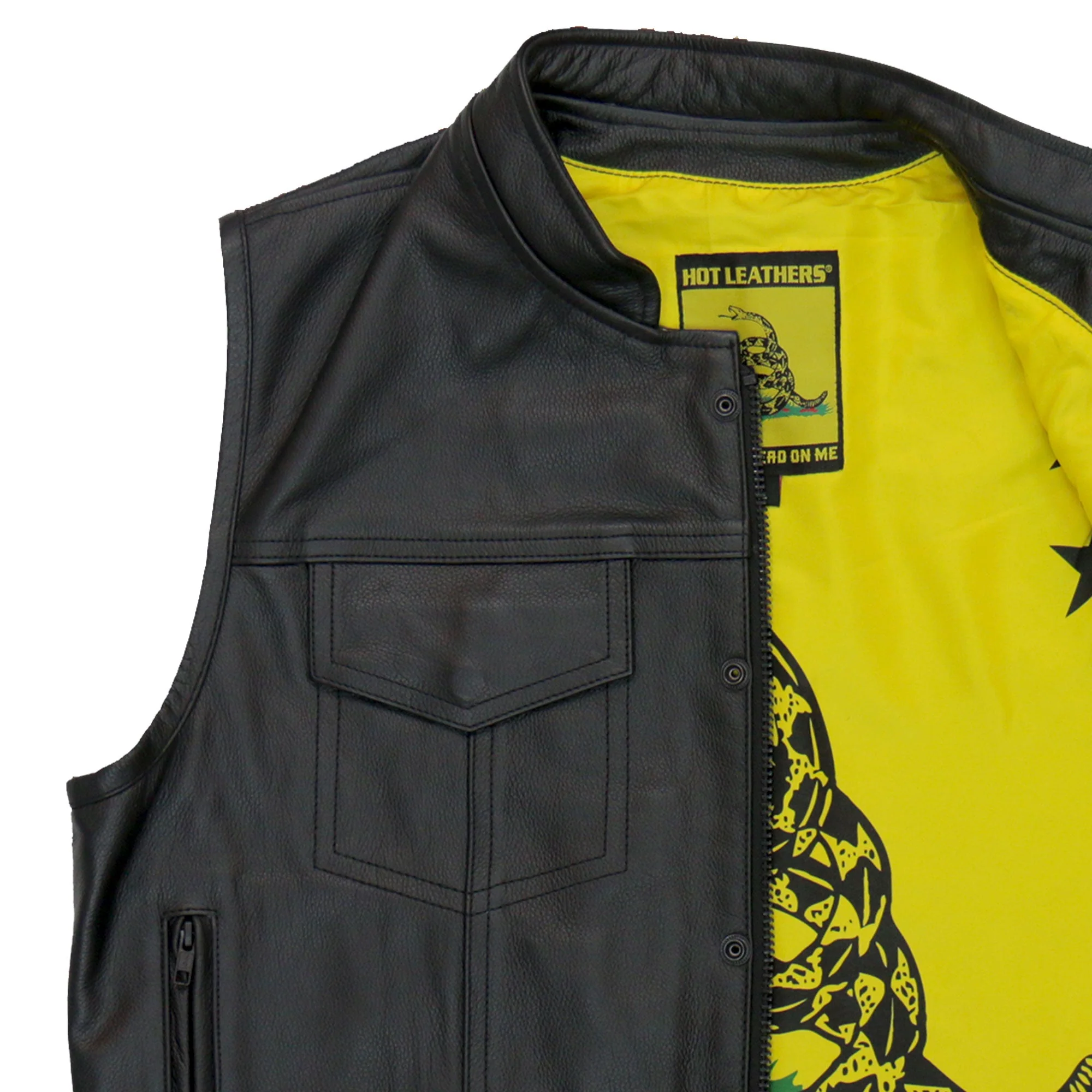 Hot Leathers VSM1053 Men's Black 'Don't Tread On Me' Motorcycle Club Style Conceal and Carry Leather Biker Vest - Image 12