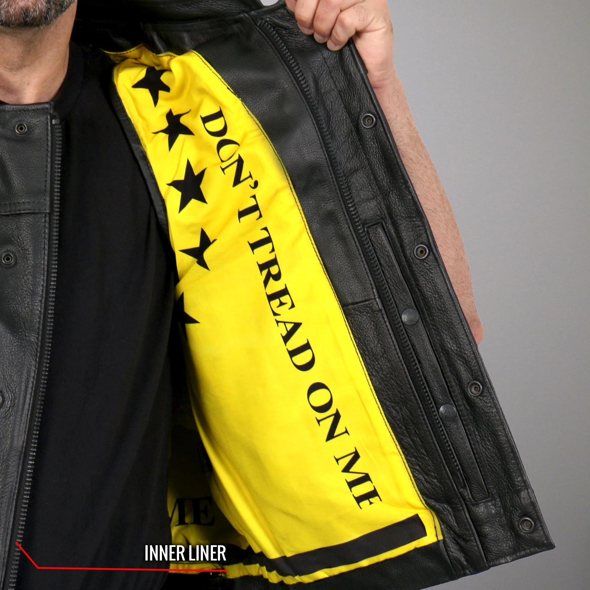 Hot Leathers VSM1053 Men's Black 'Don't Tread On Me' Motorcycle Club Style Conceal and Carry Leather Biker Vest - Image 18