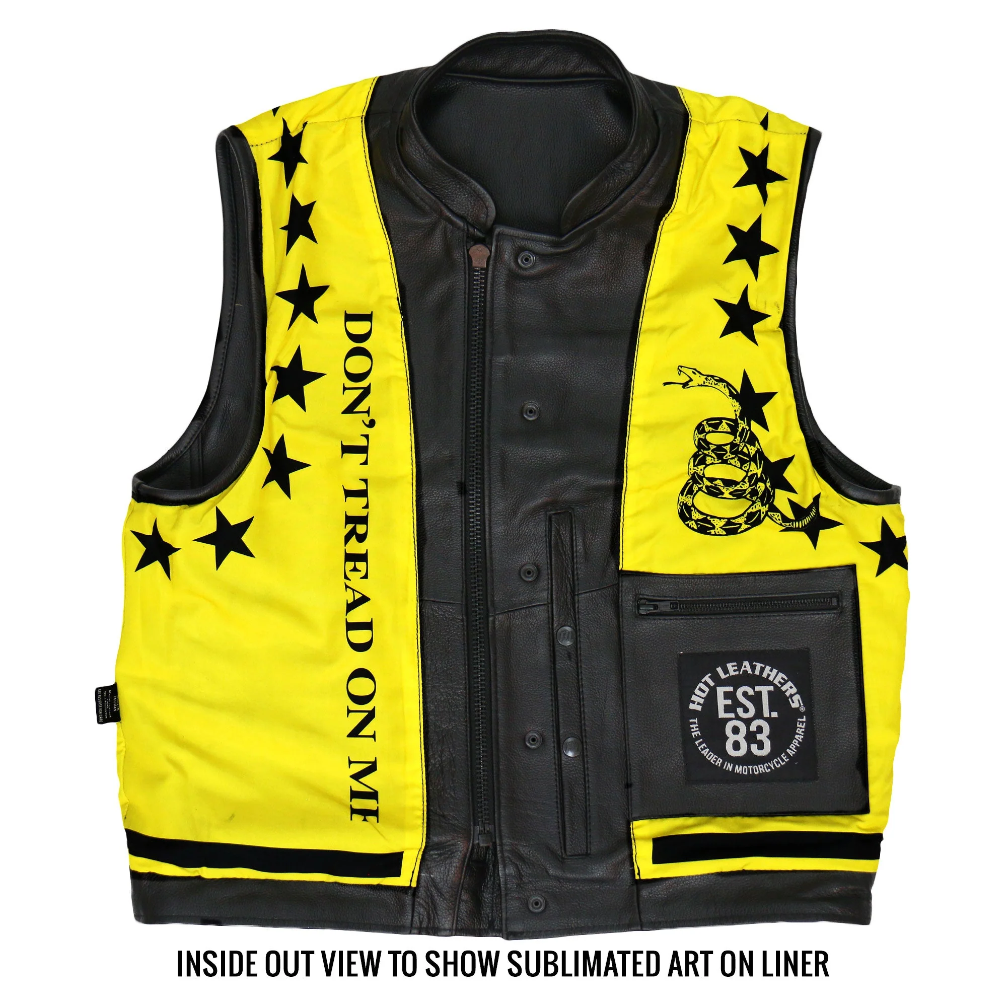 Hot Leathers VSM1053 Men's Black 'Don't Tread On Me' Motorcycle Club Style Conceal and Carry Leather Biker Vest - Image 23