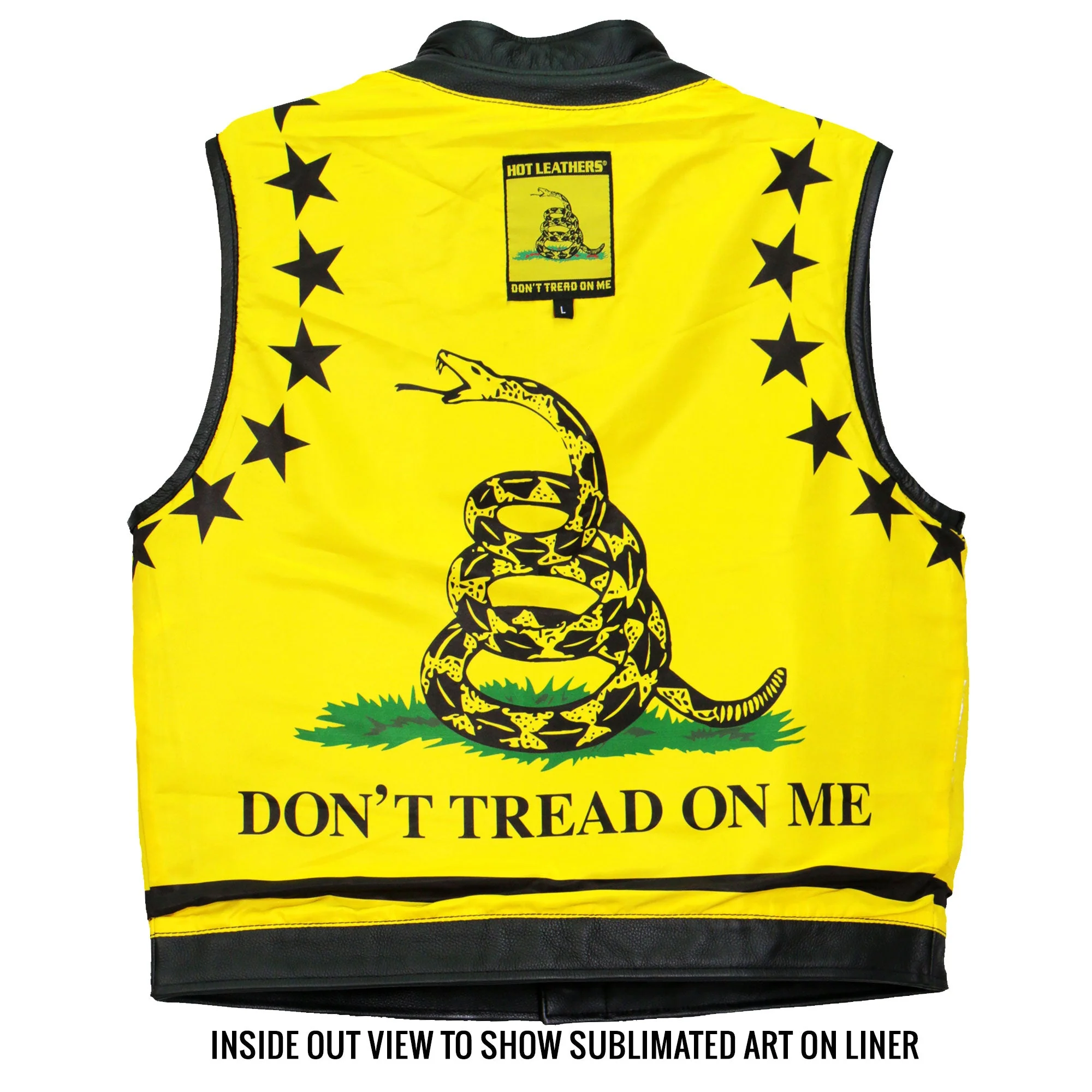 Hot Leathers VSM1053 Men's Black 'Don't Tread On Me' Motorcycle Club Style Conceal and Carry Leather Biker Vest - Image 24