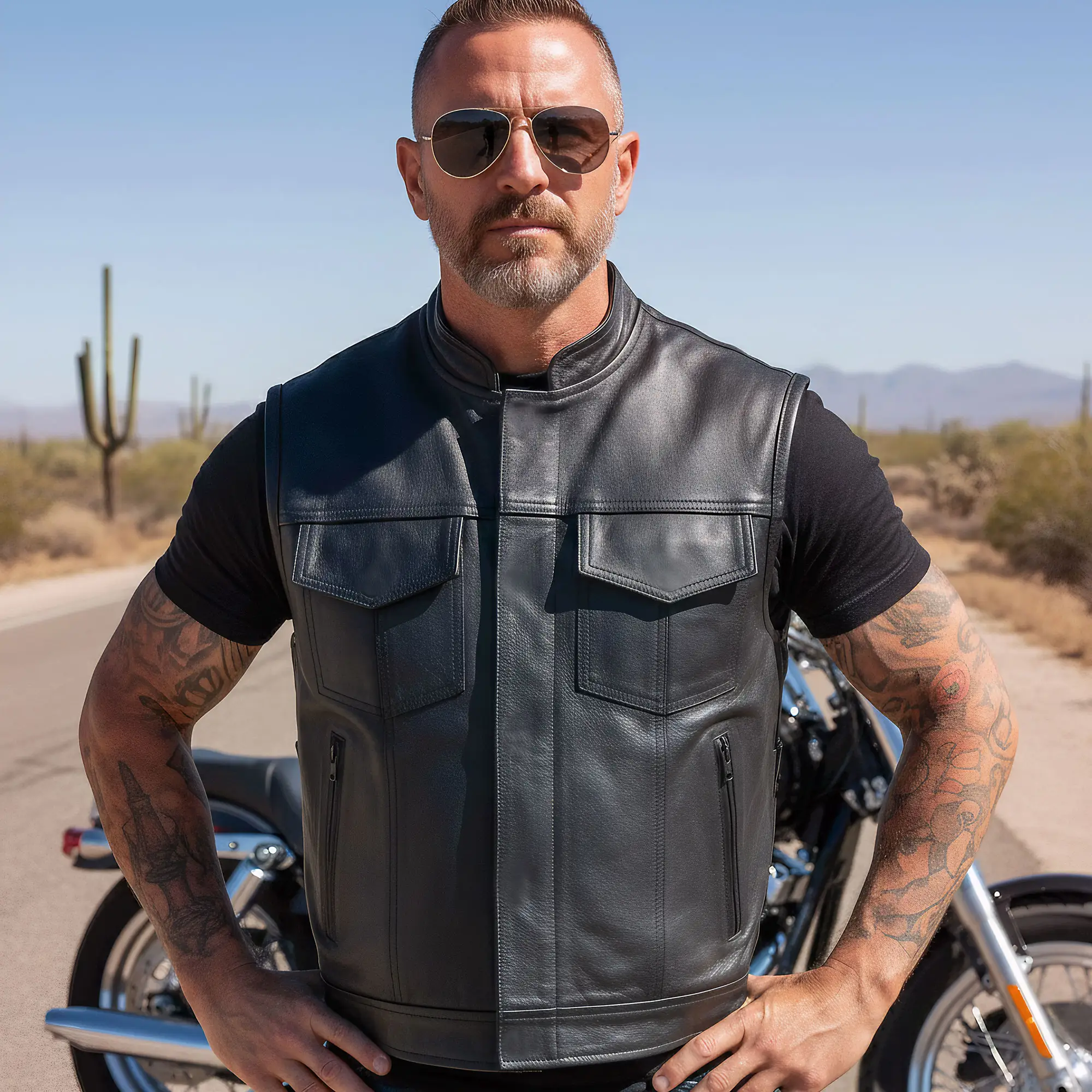Hot Leathers VSM1058 Men's Black 'Camo Flag' Motorcycle Club Style Conceal and Carry Leather Biker Vest - Image 13