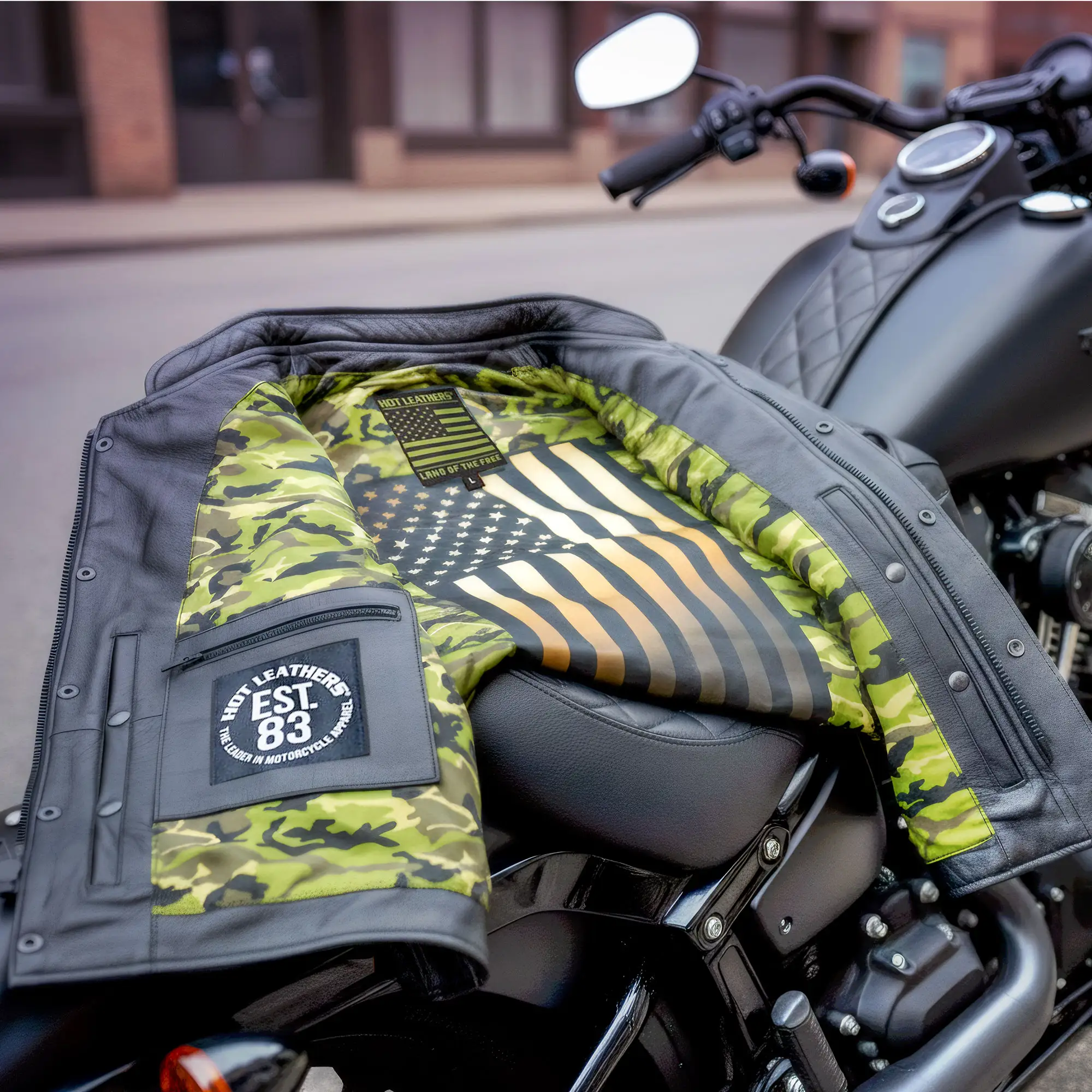 Hot Leathers VSM1058 Men's Black 'Camo Flag' Motorcycle Club Style Conceal and Carry Leather Biker Vest - Image 18