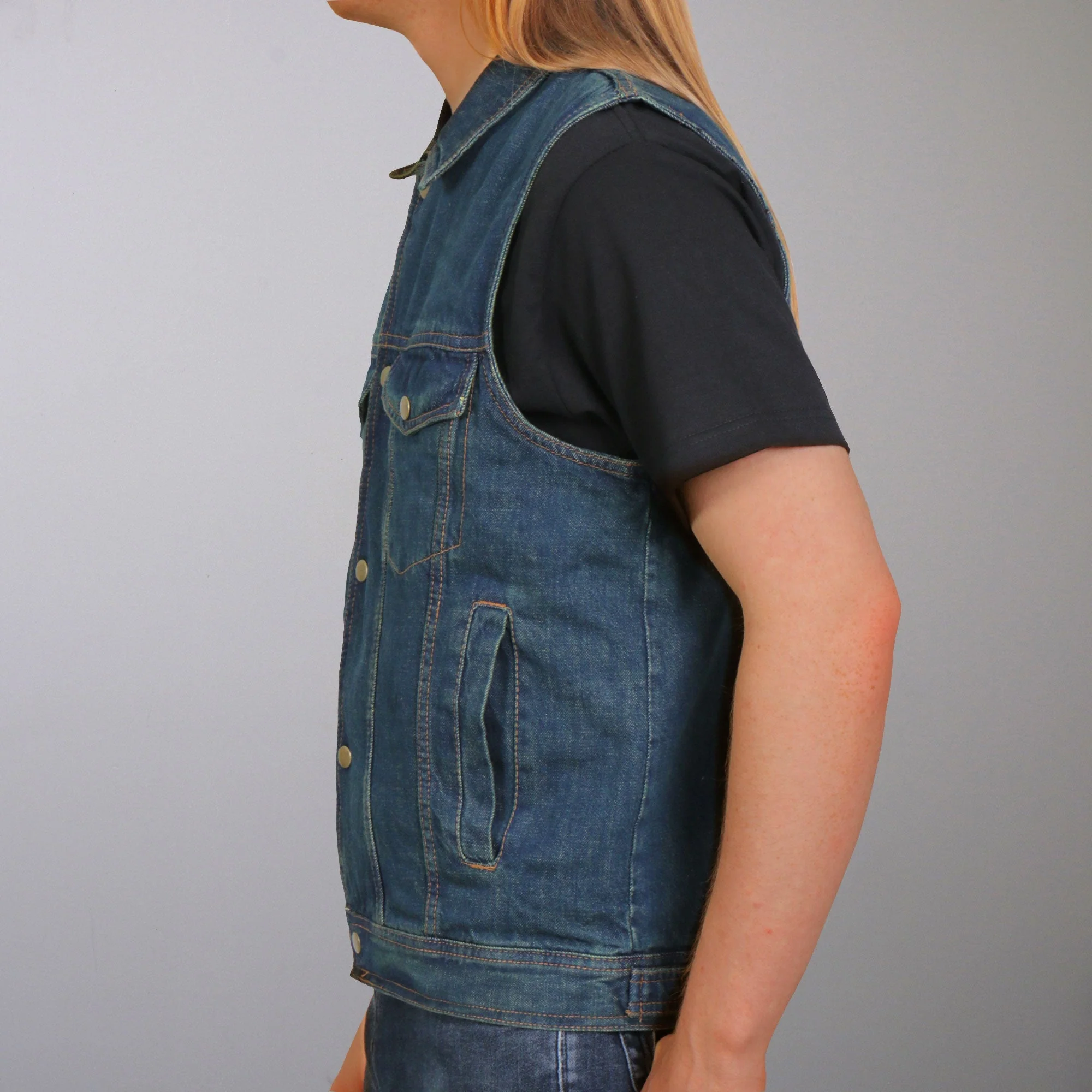 Hot Leathers VSM6001 Men's Motorcycle style Blue Denim Biker Vest - Image 4