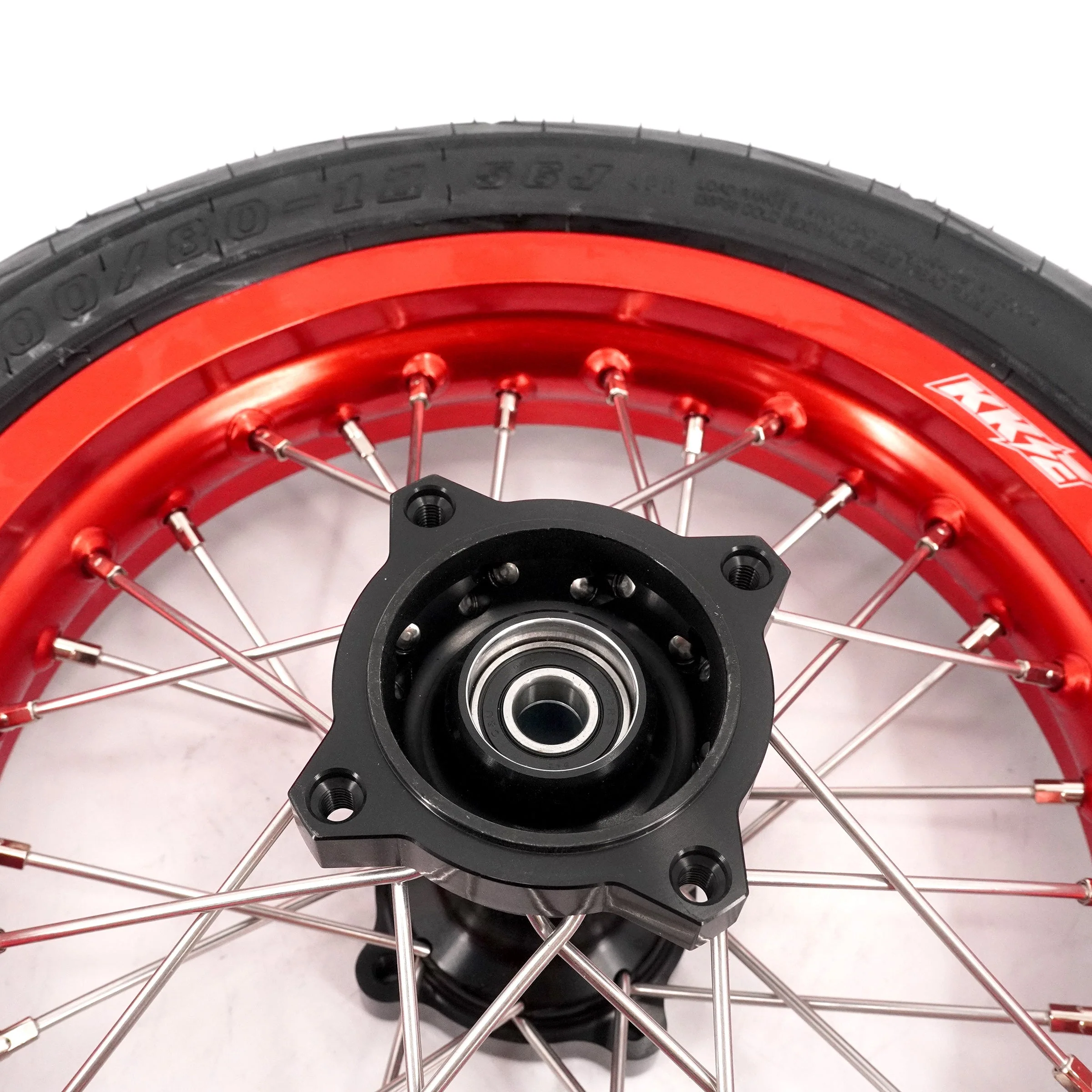 KKE Mini E-Bike Wheel Kit with Tires | Rawrr Mantis X 2024-2025 - Red Rims - 1.85*12’‘ & 2.15*12’‘ - Image 10