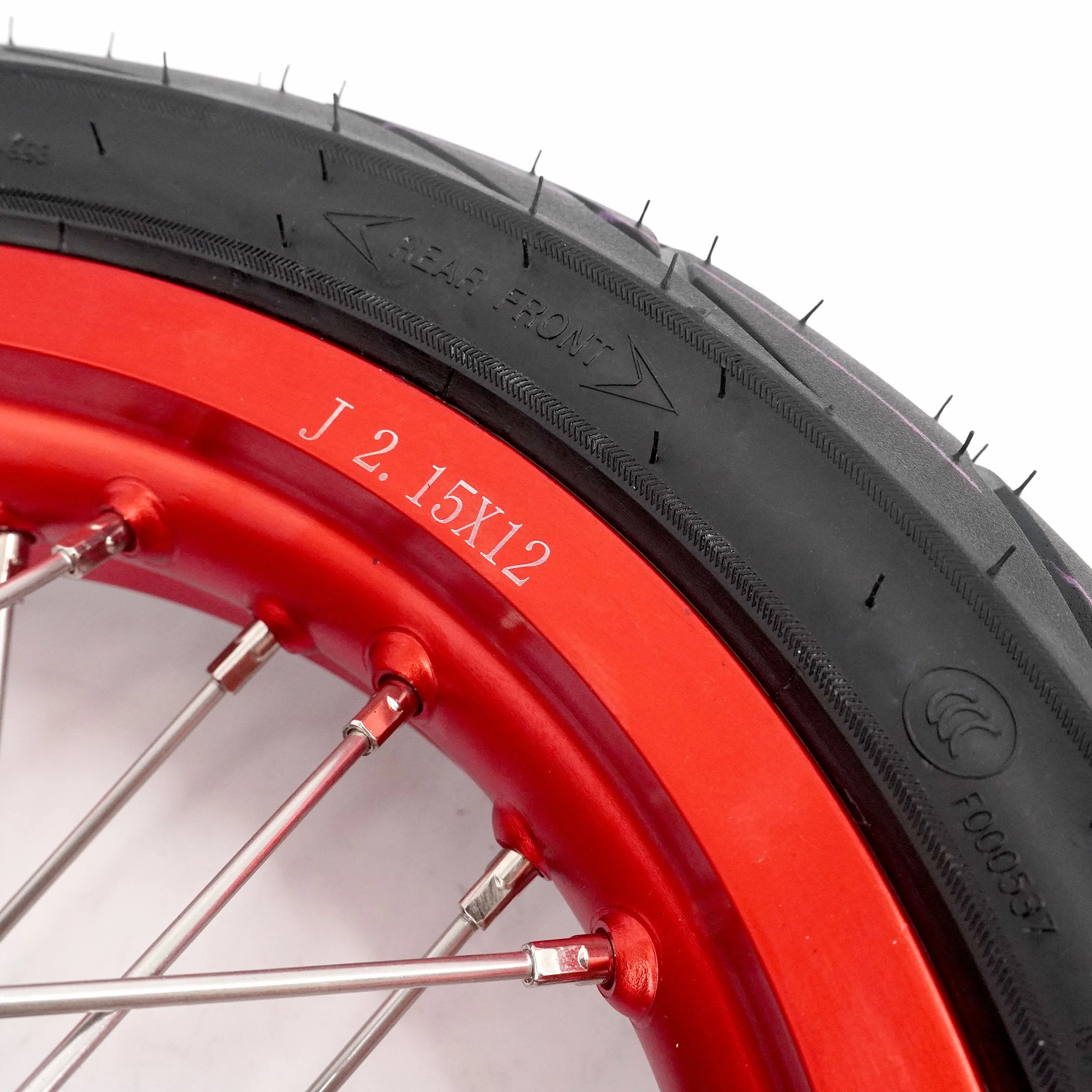 KKE Mini E-Bike Wheel Kit with Tires | Rawrr Mantis X 2024-2025 - Red Rims - 1.85*12’‘ & 2.15*12’‘ - Image 11