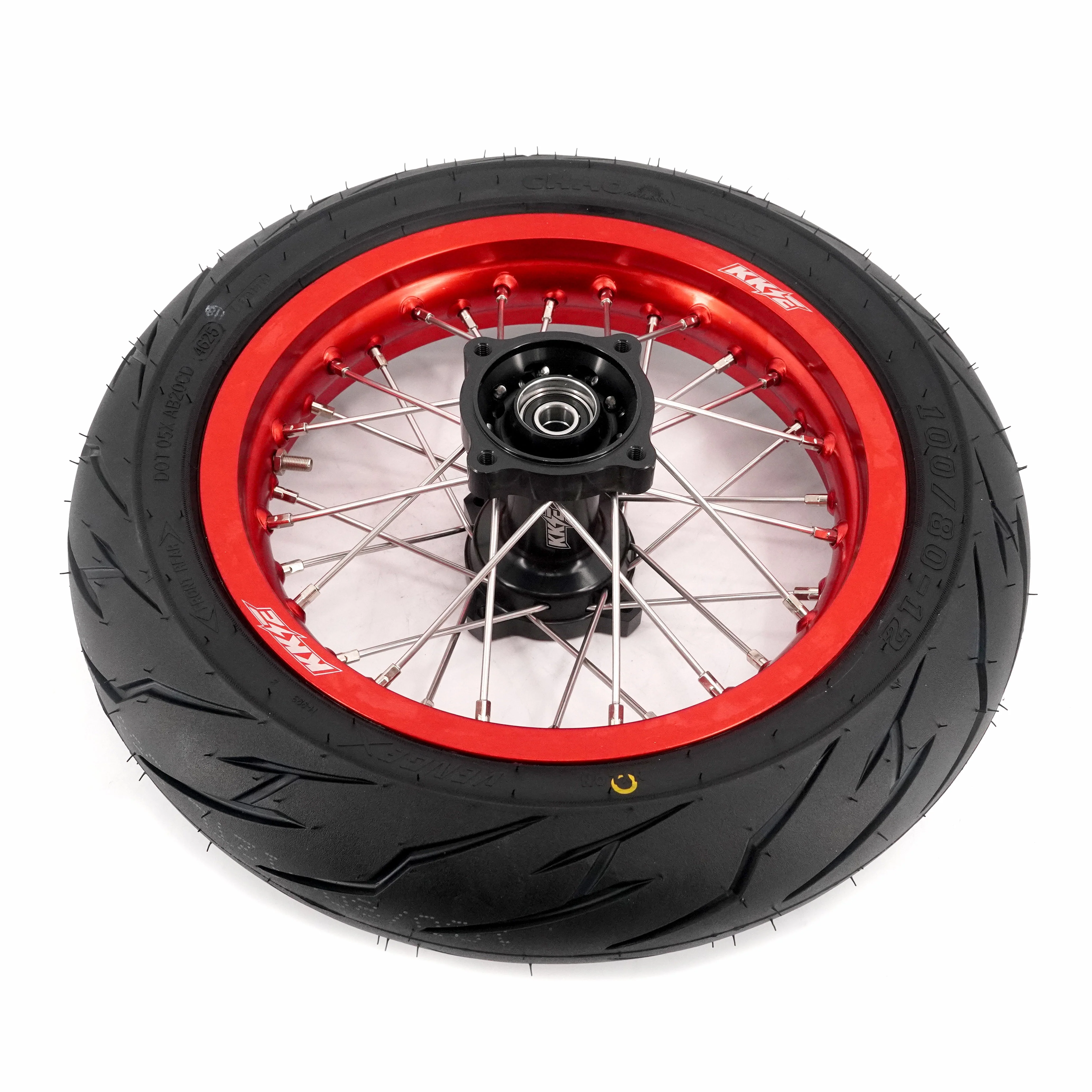 KKE Mini E-Bike Wheel Kit with Tires | Rawrr Mantis X 2024-2025 - Red Rims - 1.85*12’‘ & 2.15*12’‘ - Image 13