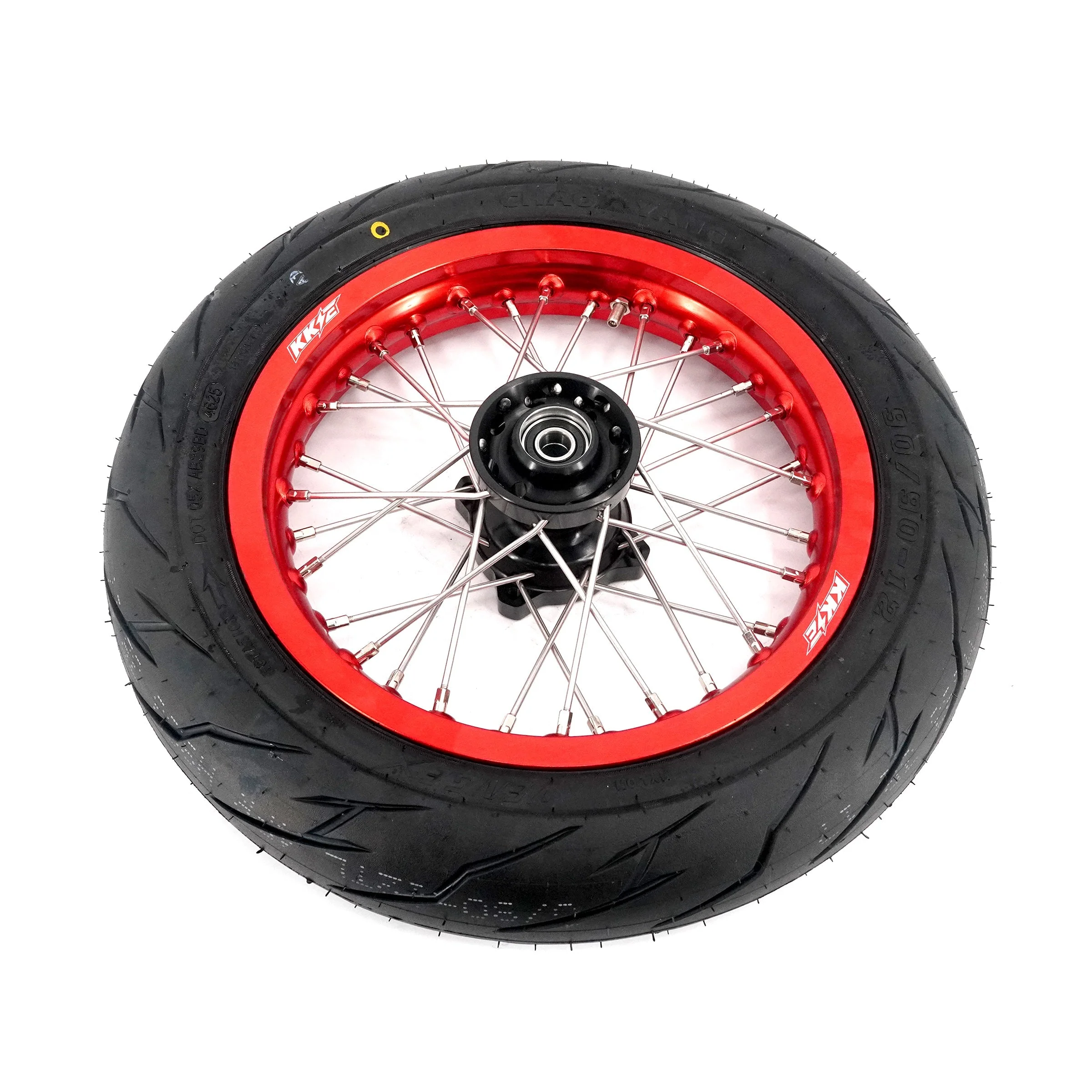 KKE Mini E-Bike Wheel Kit with Tires | Rawrr Mantis X 2024-2025 - Red Rims - 1.85*12’‘ & 2.15*12’‘ - Image 2