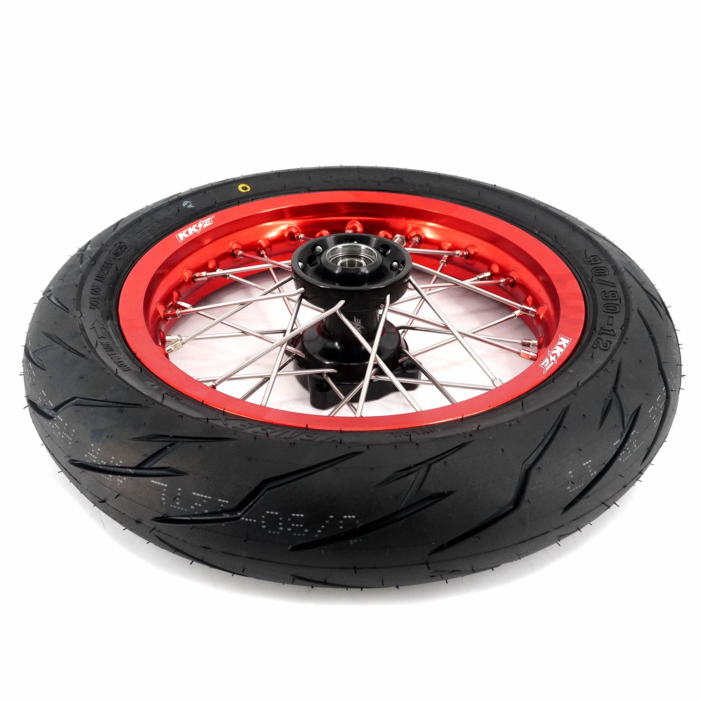 KKE Mini E-Bike Wheel Kit with Tires | Rawrr Mantis X 2024-2025 - Red Rims - 1.85*12’‘ & 2.15*12’‘ - Image 3