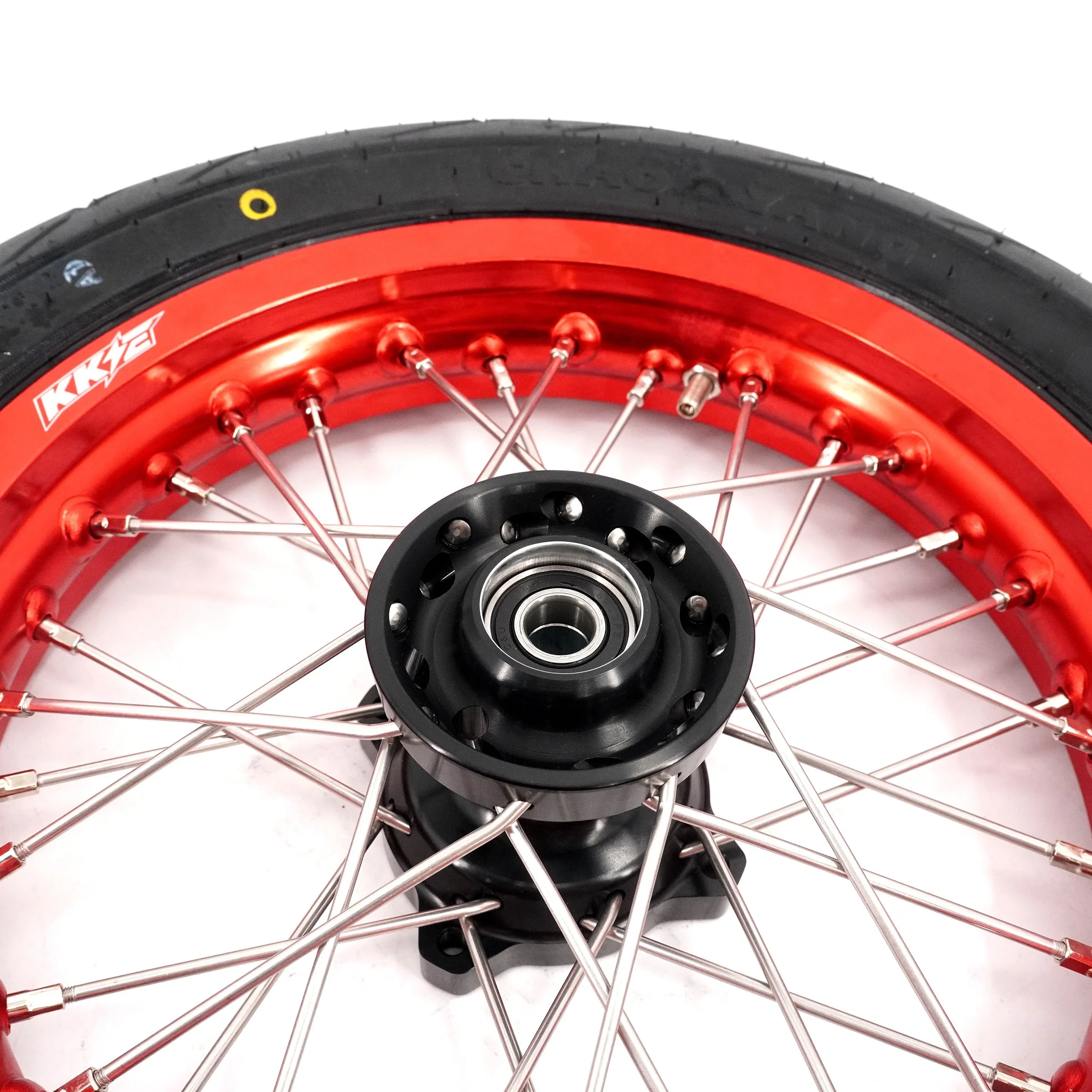 KKE Mini E-Bike Wheel Kit with Tires | Rawrr Mantis X 2024-2025 - Red Rims - 1.85*12’‘ & 2.15*12’‘ - Image 4