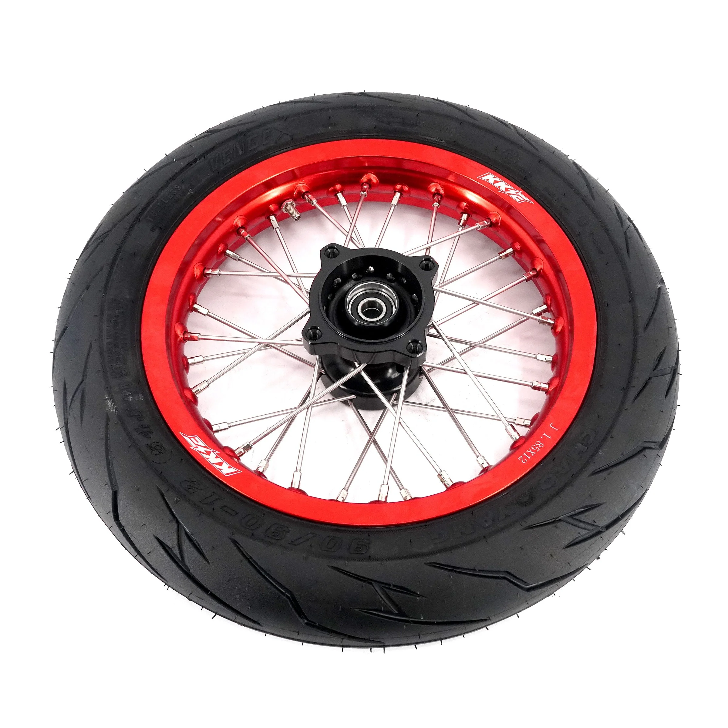 KKE Mini E-Bike Wheel Kit with Tires | Rawrr Mantis X 2024-2025 - Red Rims - 1.85*12’‘ & 2.15*12’‘ - Image 5