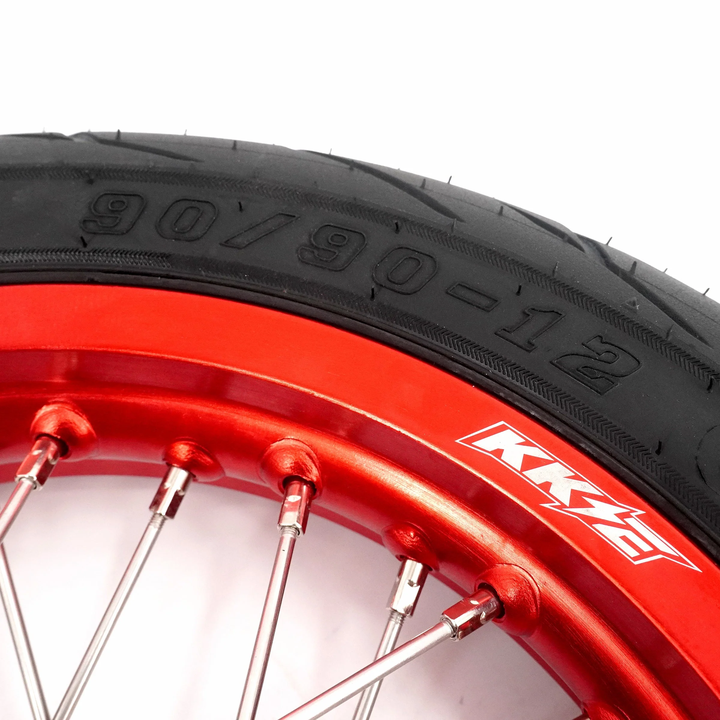 KKE Mini E-Bike Wheel Kit with Tires | Rawrr Mantis X 2024-2025 - Red Rims - 1.85*12’‘ & 2.15*12’‘ - Image 8