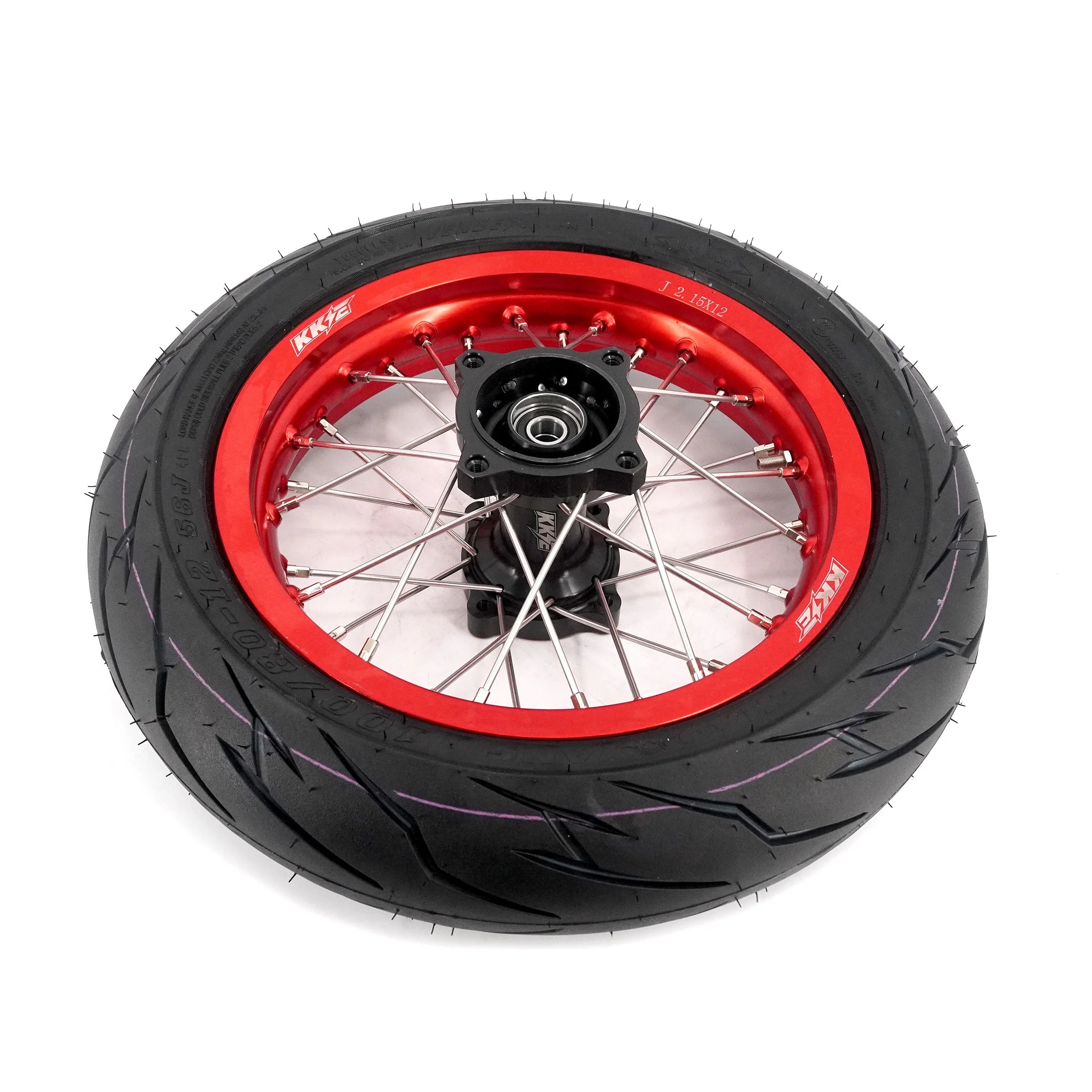 KKE Mini E-Bike Wheel Kit with Tires | Rawrr Mantis X 2024-2025 - Red Rims - 1.85*12’‘ & 2.15*12’‘ - Image 9