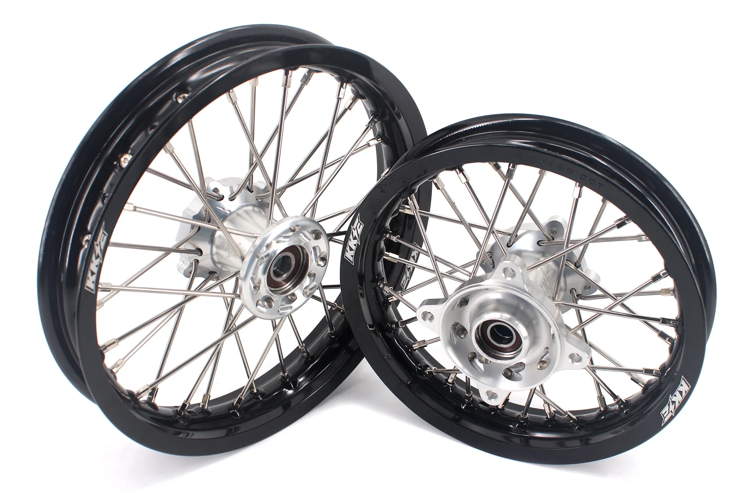 KKE 12 & 10 Kid's Wheels For KTM SX50 2014-2023 For Gas Gas MC50 2021-2024  Mini Bike Silver&Black - Image 3