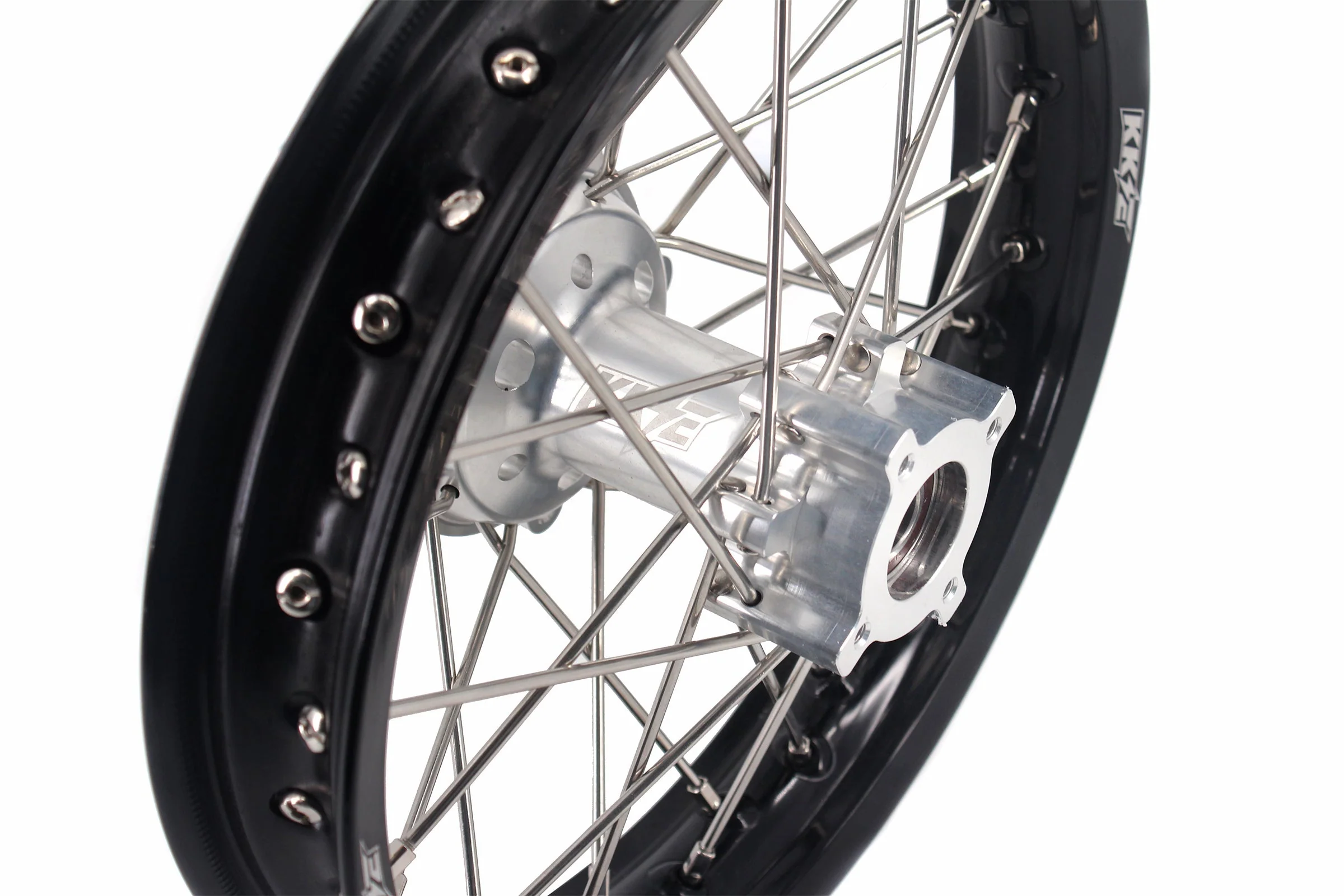 KKE 14 & 12 Small Kid's Wheels Rims Set for KTM 65 SX 2002-2024 Silver&Black - Image 13