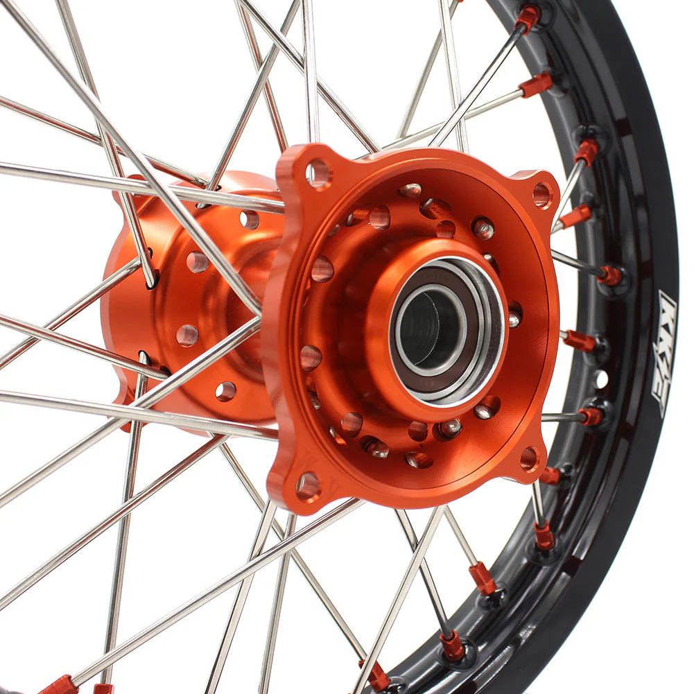KKE 17"*1.4/14"*1.6 Small Kid's Wheels Rims Set For KTM SX 85 / GAS GAS MC 85 / HUSQVARNA TC 85 - 2021-2024 Orange Hubs - Image 10