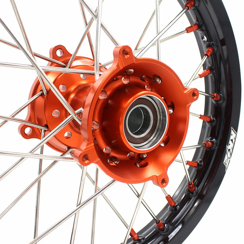 KKE 17"*1.4/14"*1.6 Small Kid's Wheels Rims Set For KTM SX 85 / GAS GAS MC 85 / HUSQVARNA TC 85 - 2021-2024 Orange Hubs - Image 12