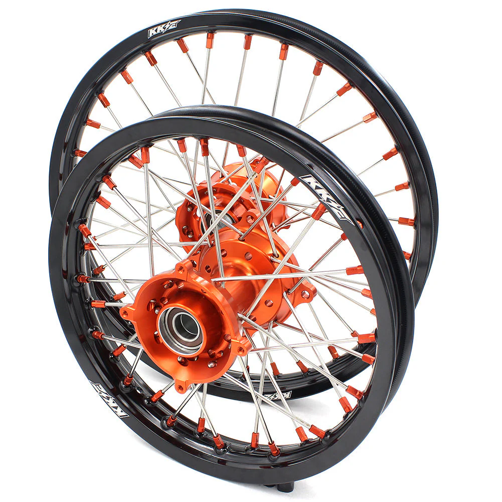 KKE 17"*1.4/14"*1.6 Small Kid's Wheels Rims Set For KTM SX 85 / GAS GAS MC 85 / HUSQVARNA TC 85 - 2021-2024 Orange Hubs - Image 4