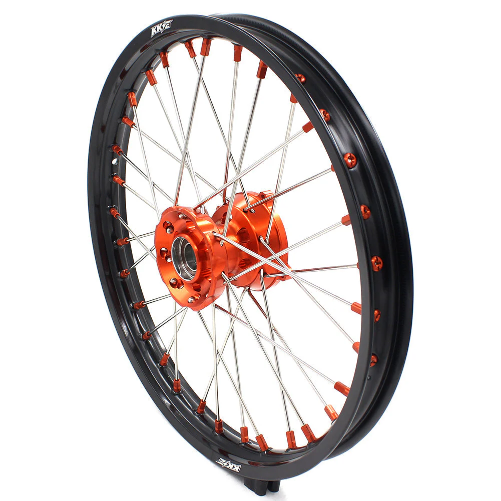 KKE 17"*1.4/14"*1.6 Small Kid's Wheels Rims Set For KTM SX 85 / GAS GAS MC 85 / HUSQVARNA TC 85 - 2021-2024 Orange Hubs - Image 5