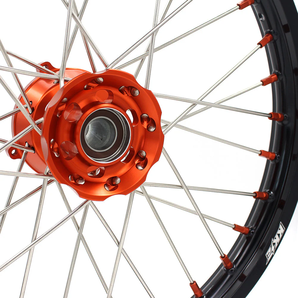 KKE 17"*1.4/14"*1.6 Small Kid's Wheels Rims Set For KTM SX 85 / GAS GAS MC 85 / HUSQVARNA TC 85 - 2021-2024 Orange Hubs - Image 6