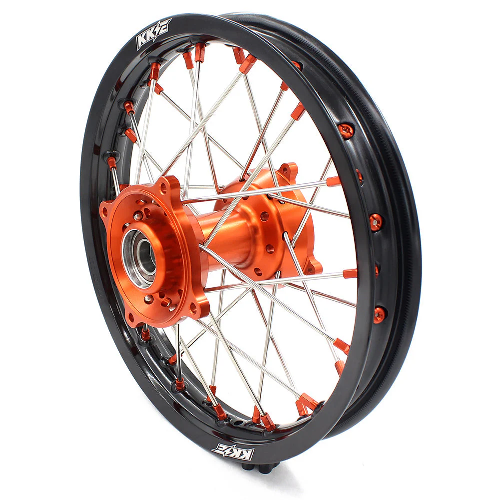 KKE 17"*1.4/14"*1.6 Small Kid's Wheels Rims Set For KTM SX 85 / GAS GAS MC 85 / HUSQVARNA TC 85 - 2021-2024 Orange Hubs - Image 9
