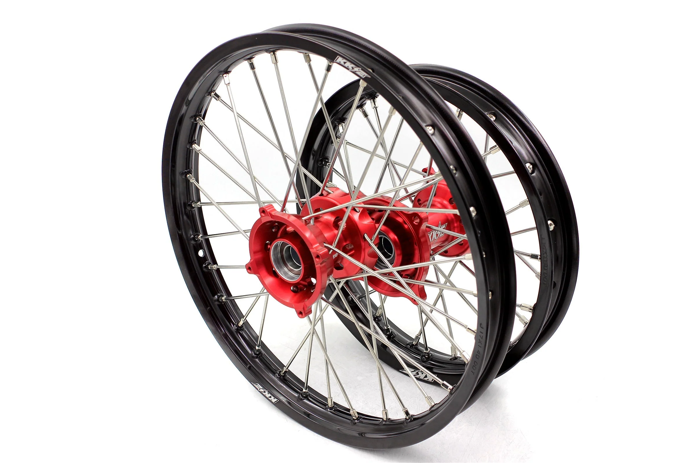 KKE 17"*1.4/14"*1.6 Spoked Small Kid's Wheels Set For KTM SX 85 2003-2020 Red Hub - Image 2