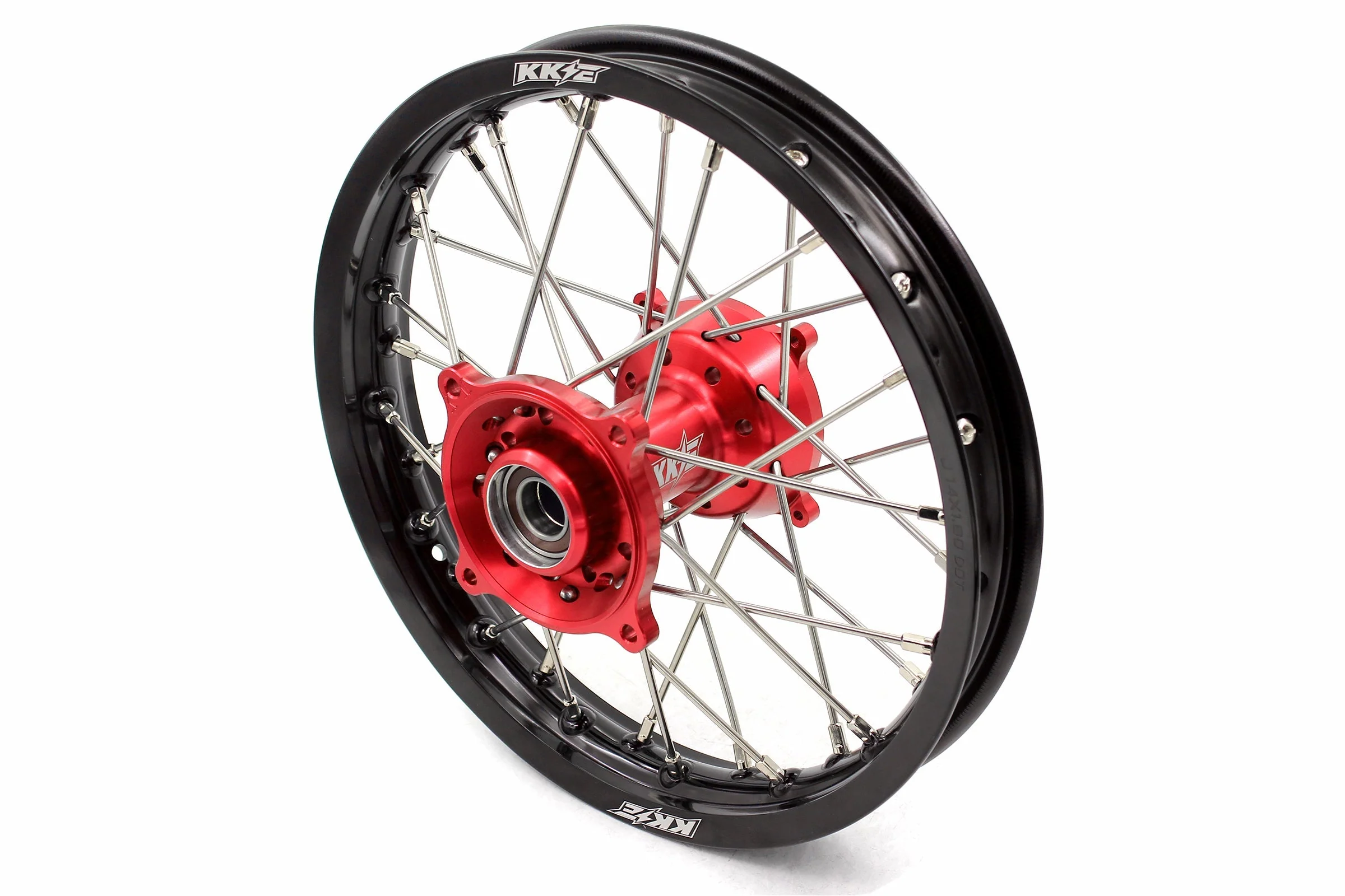 KKE 17"*1.4/14"*1.6 Spoked Small Kid's Wheels Set For KTM SX 85 2003-2020 Red Hub - Image 3