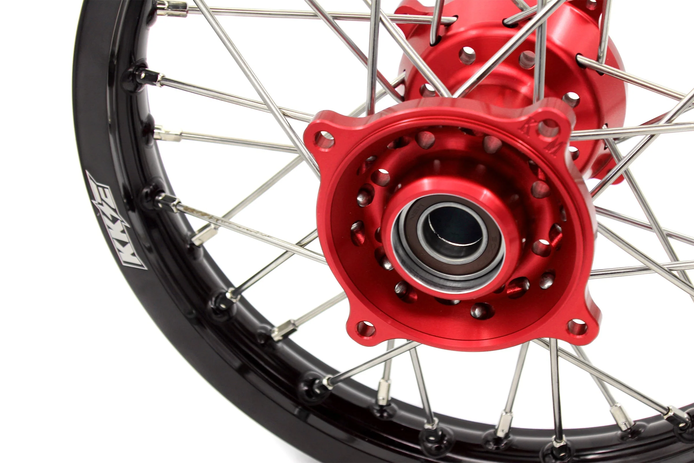 KKE 17"*1.4/14"*1.6 Spoked Small Kid's Wheels Set For KTM SX 85 2003-2020 Red Hub - Image 4