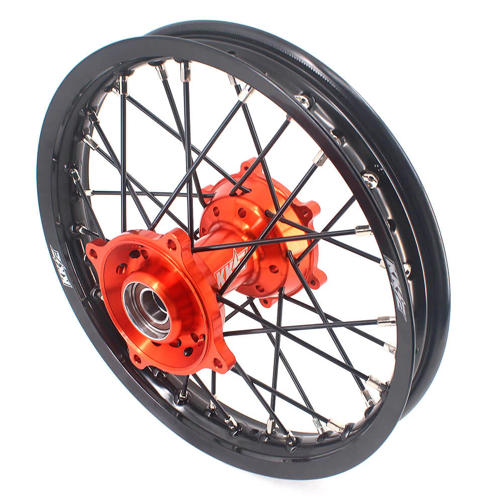 KKE 17 & 14 Small Kids Wheels Rims for KTM 85 SX 2021-2024 Orange Hub Black Spoke - Image 10