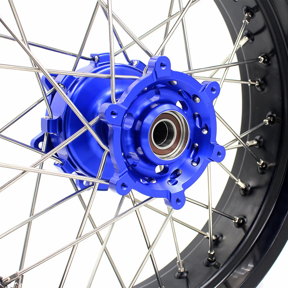 KKE 17 Inch CUSH Drive on Road Supermoto Wheels Rims For SUZUKI DRZ400SM 2005-2024 - Blue Hubs - Image 10